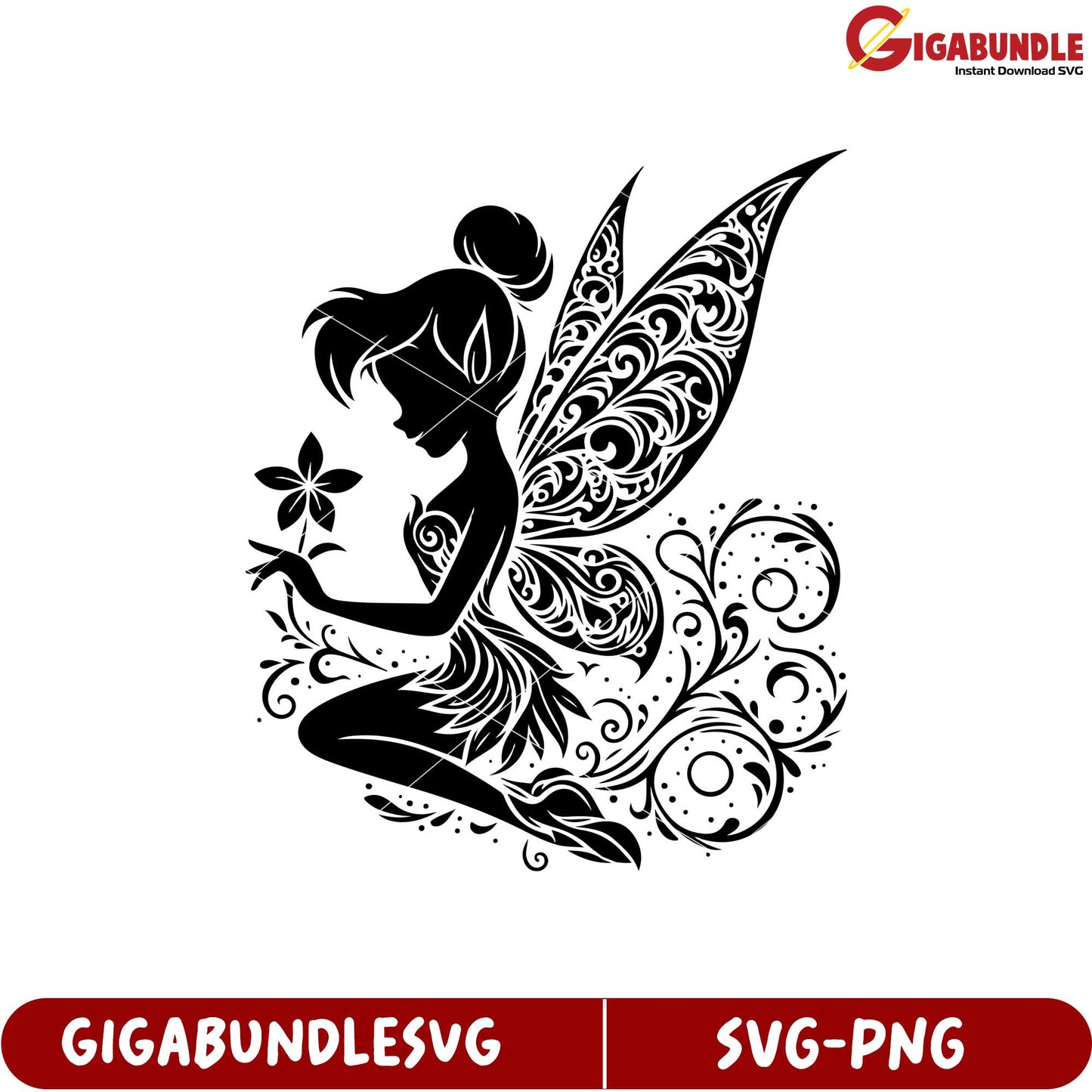 Elegant Fairy Sitting with Flower SVG Design for Craft Projects