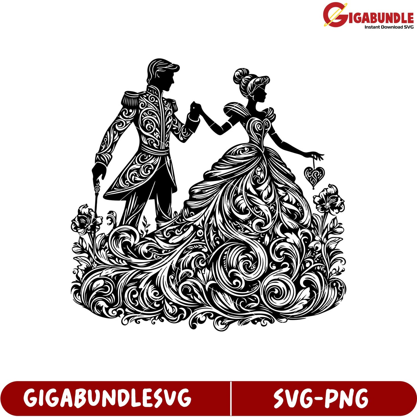 Elegant Fairy Tale Couple SVG Design for Crafting and Invitations