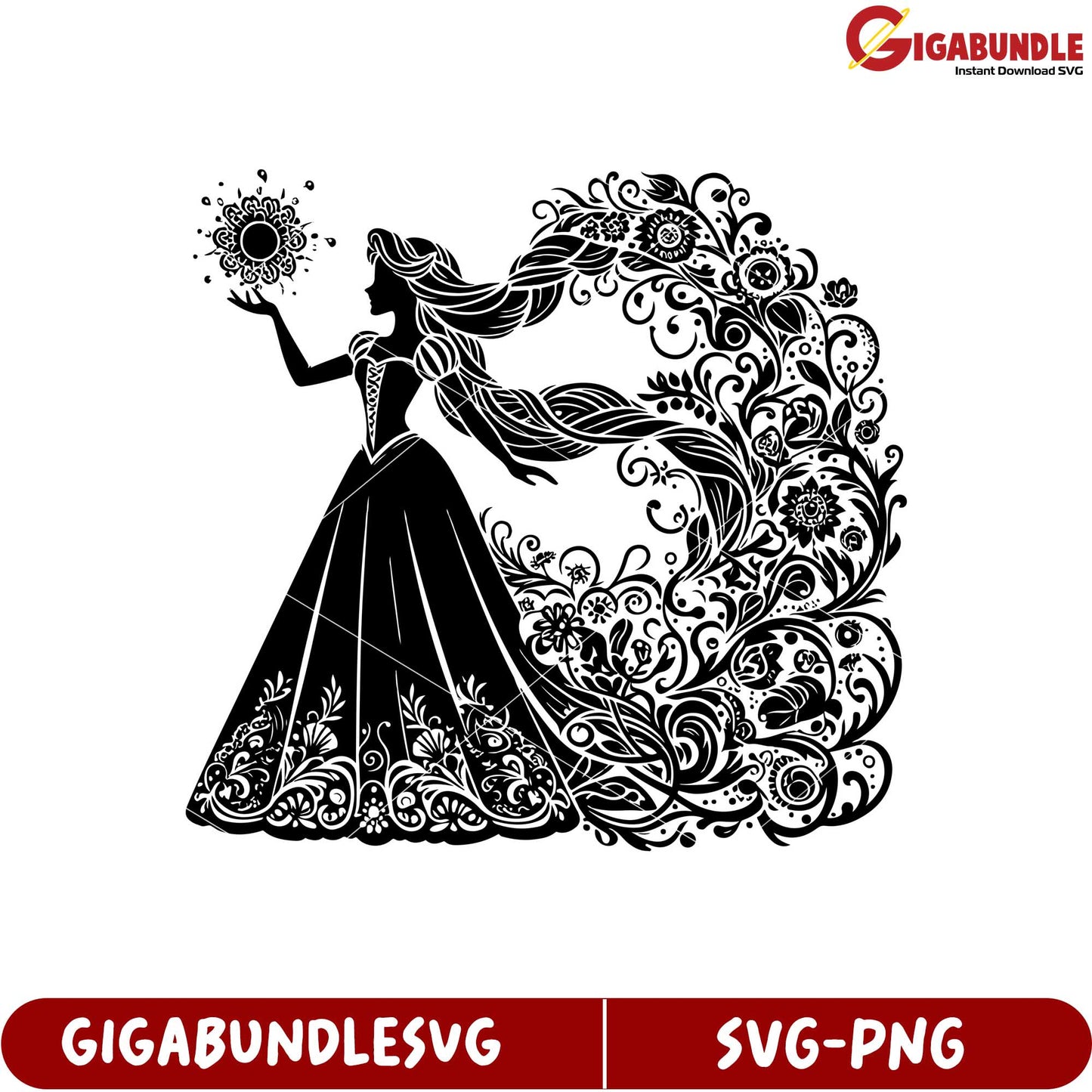 Elegant Fairy Tale Princess SVG Design for Creative Projects