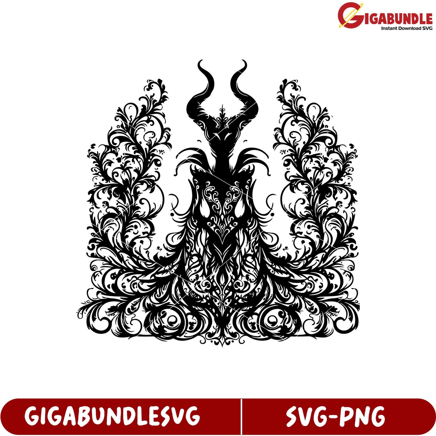 Elegant Floral Design with Mysterious Character SVG Product Download