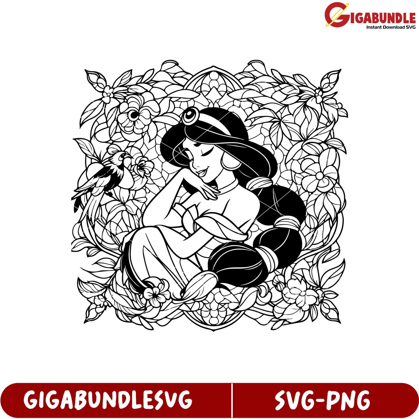 Elegant Floral Princess Character SVG Design for Crafting Projects