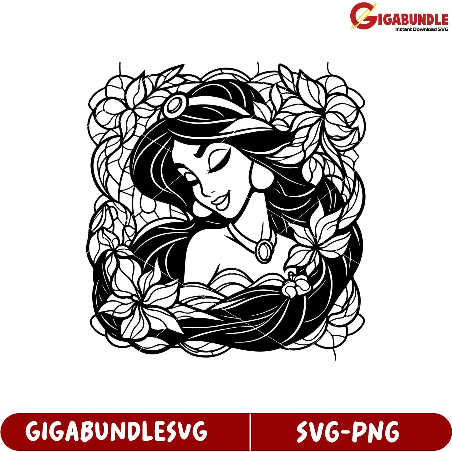 Elegant Floral Princess SVG Design for Crafting Projects and Decor