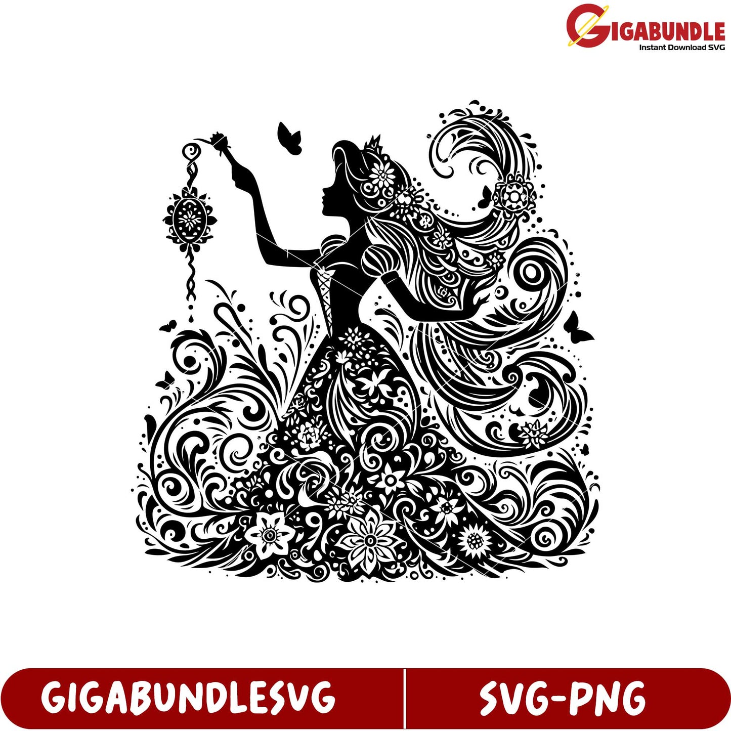 Elegant Floral Silhouette Design SVG for Instant Download Decor Projects