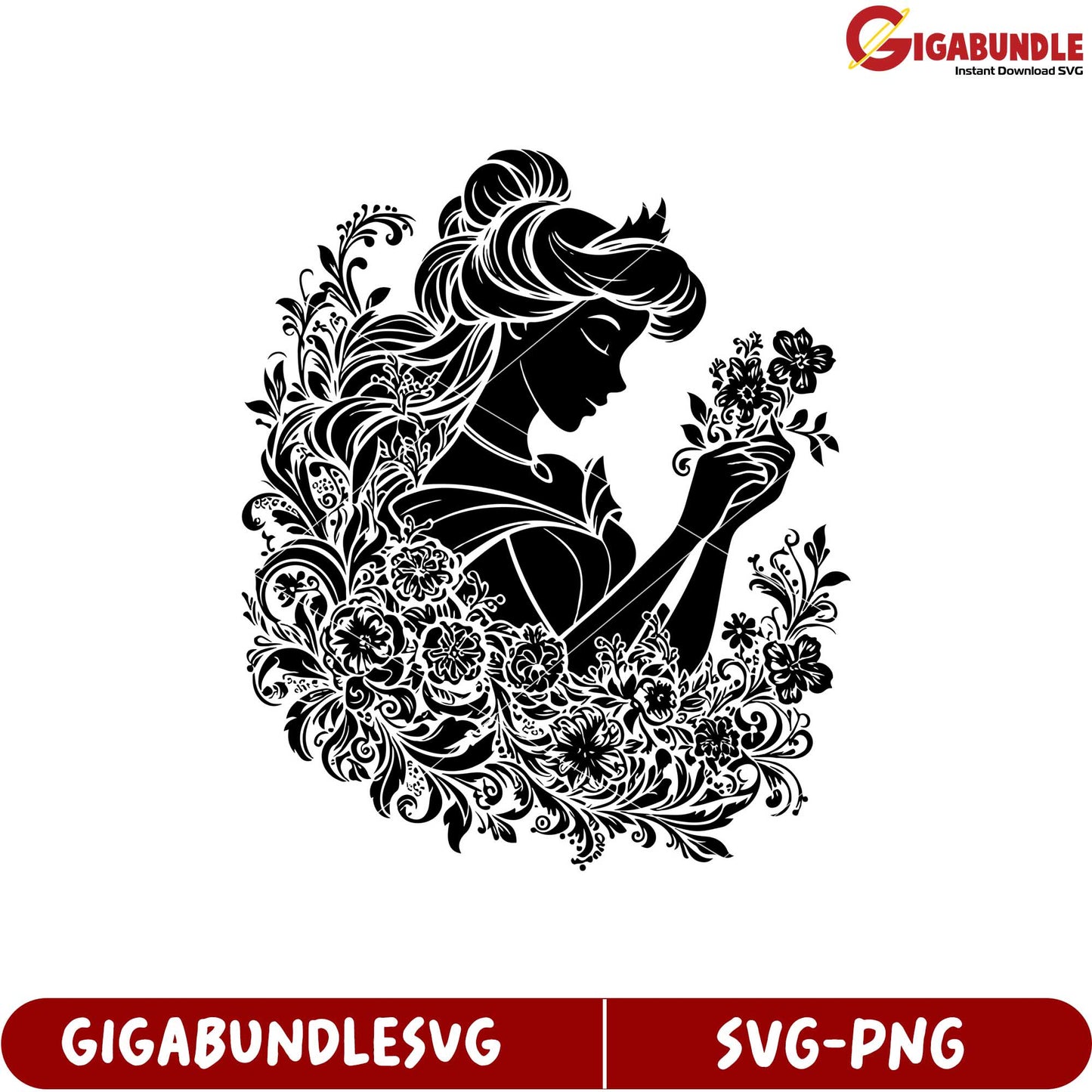 Elegant Floral Silhouette Design for SVG Product Download Collection
