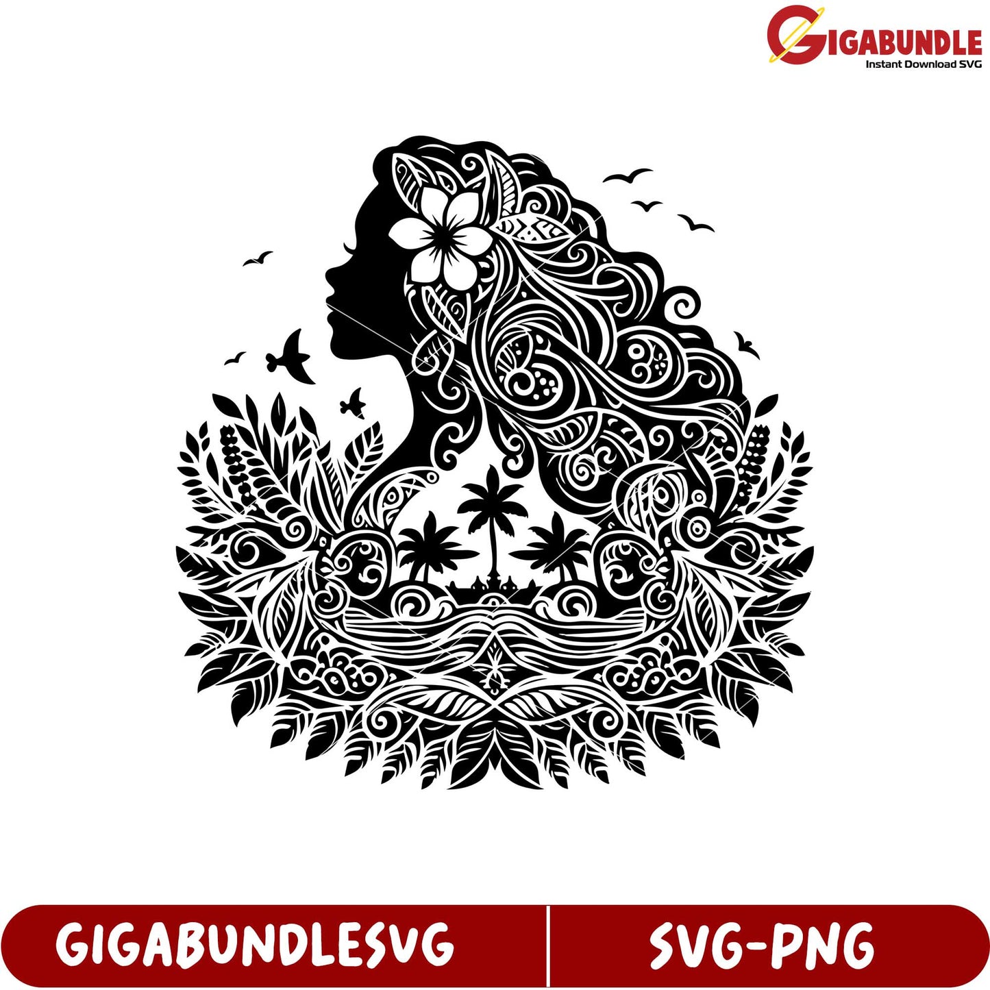 Elegant Floral Silhouette Design for SVG Product Downloads Beautiful Art