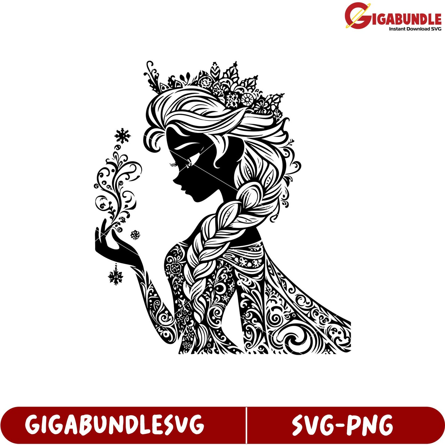 Elegant Frozen Queen Silhouette SVG Design for Crafts and Projects