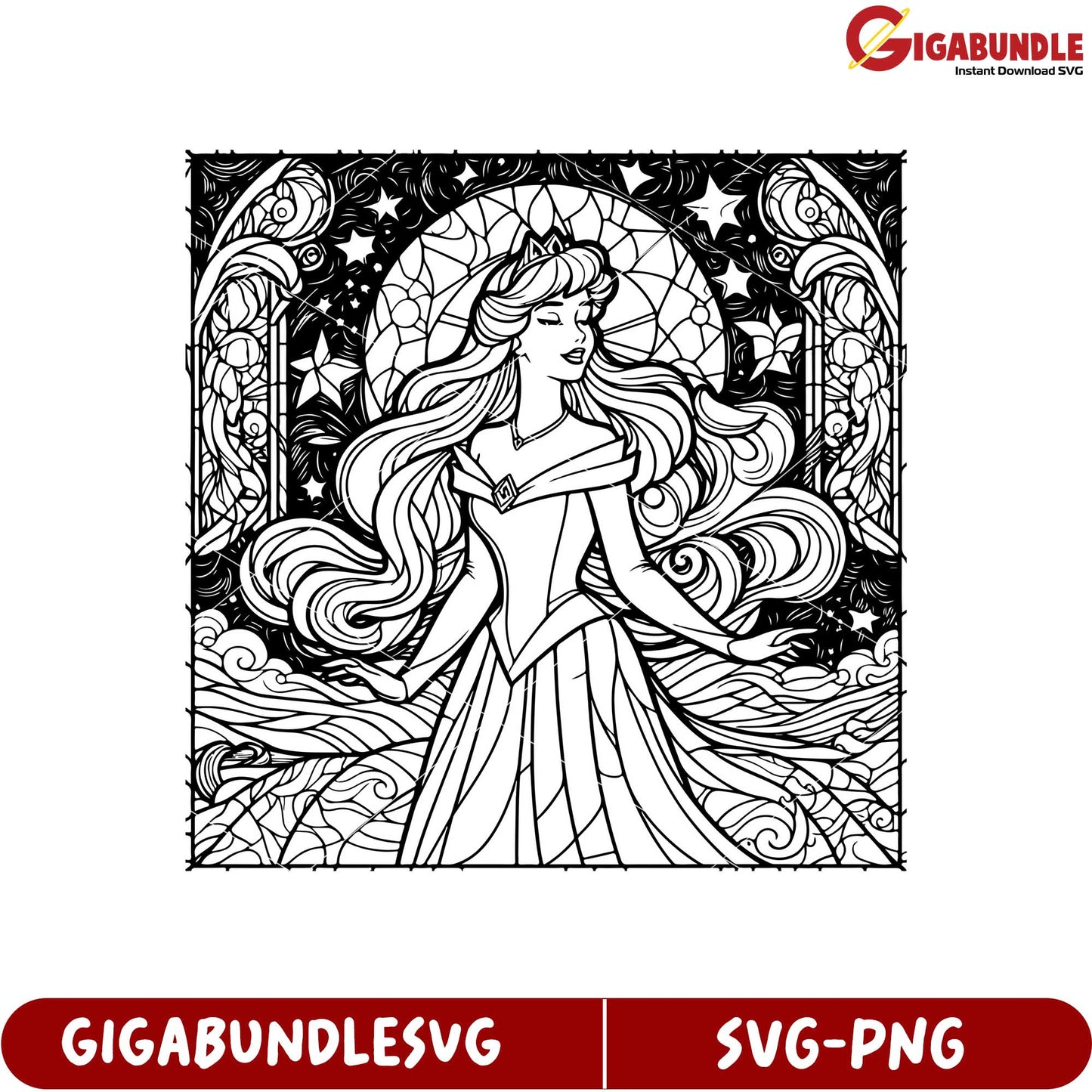 Elegant Princess Coloring Page in SVG Format for Creative Projects