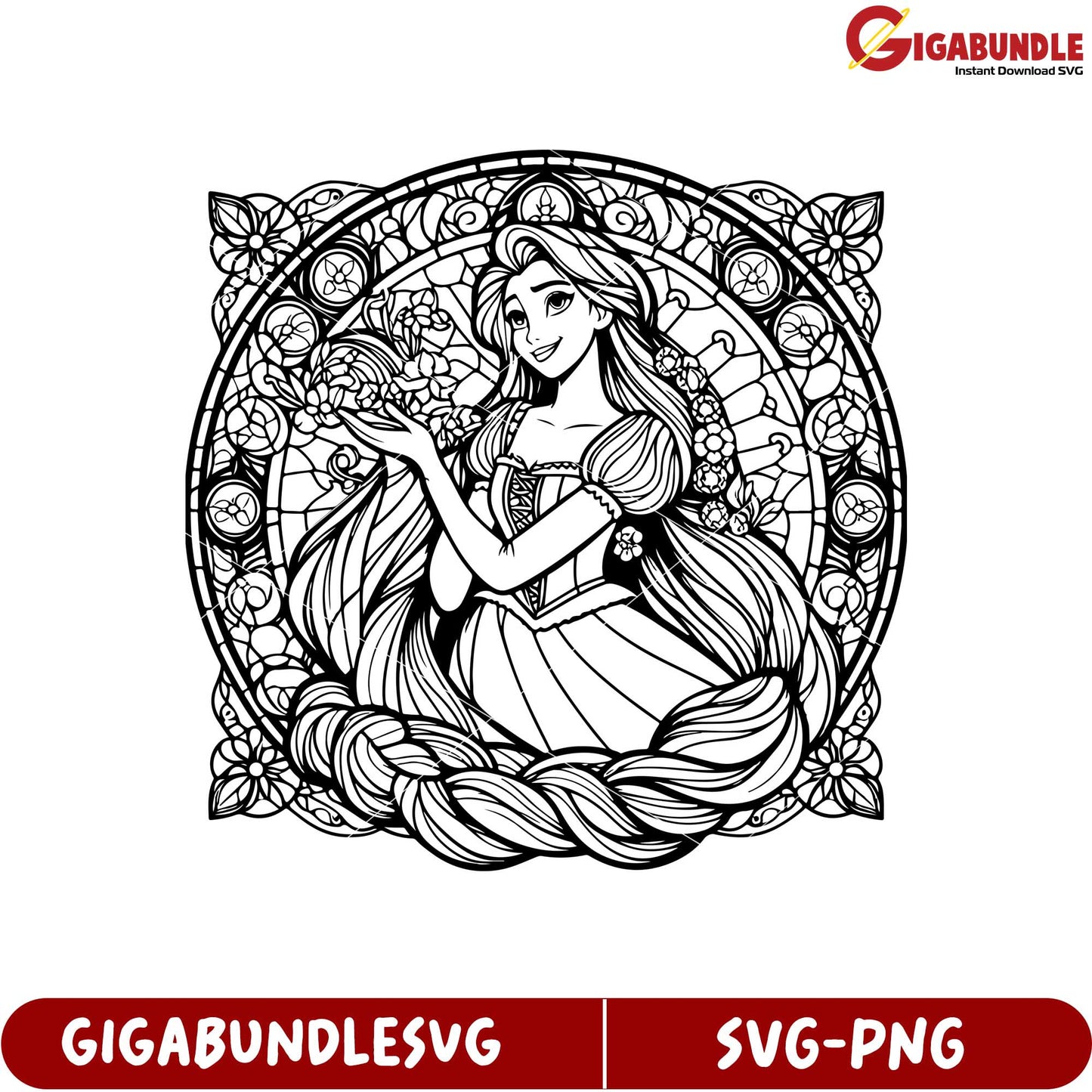 Elegant Princess Holding Flowers SVG Design for Creative Projects