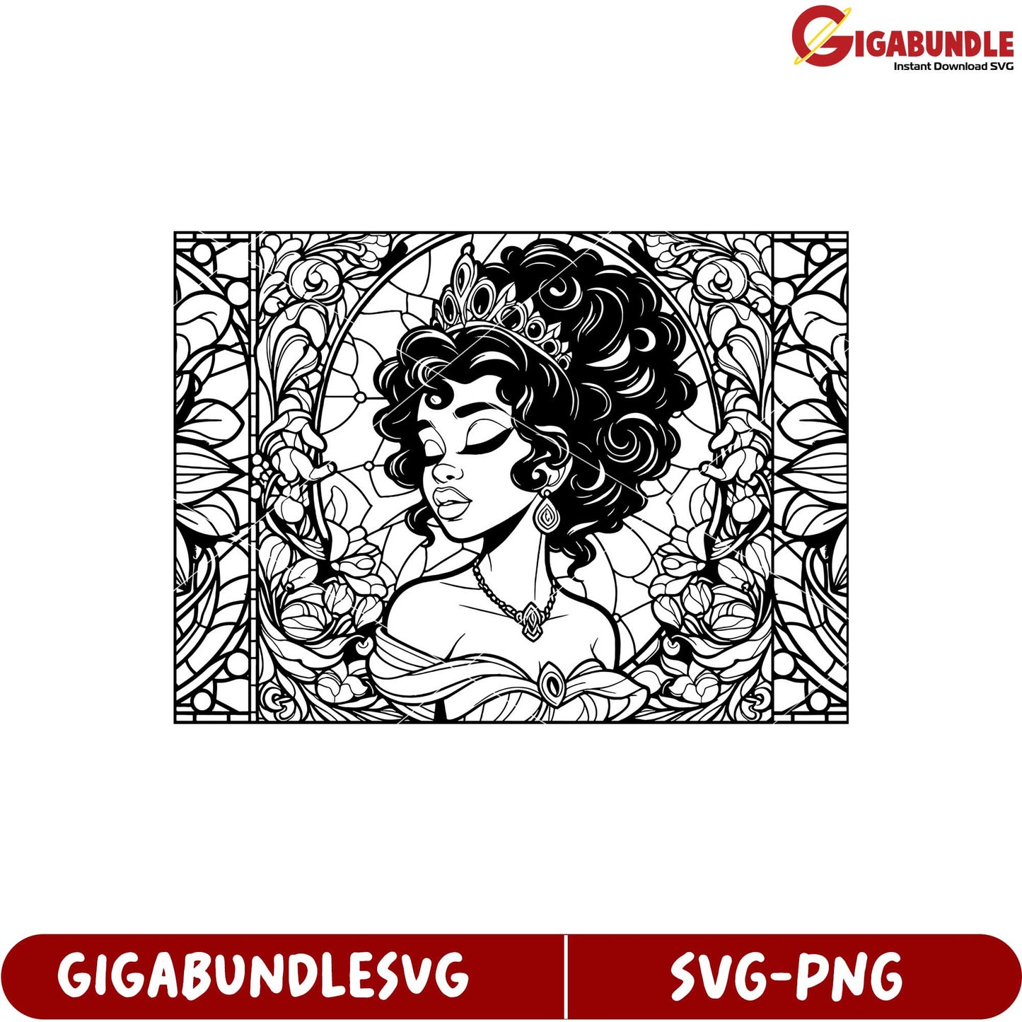 Elegant Princess Portrait in SVG Format for Floral Design Projects