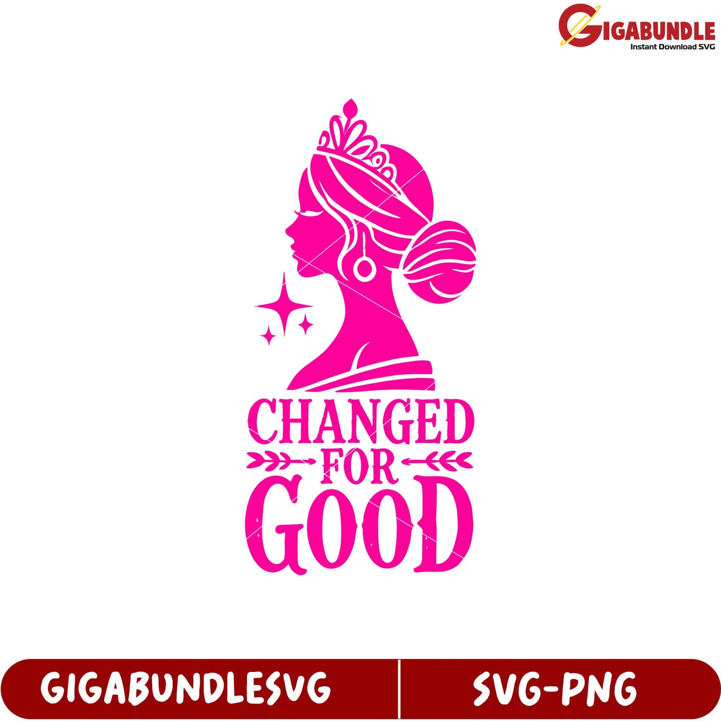 Elegant Princess Profile Changed for Good SVG Design for Crafting