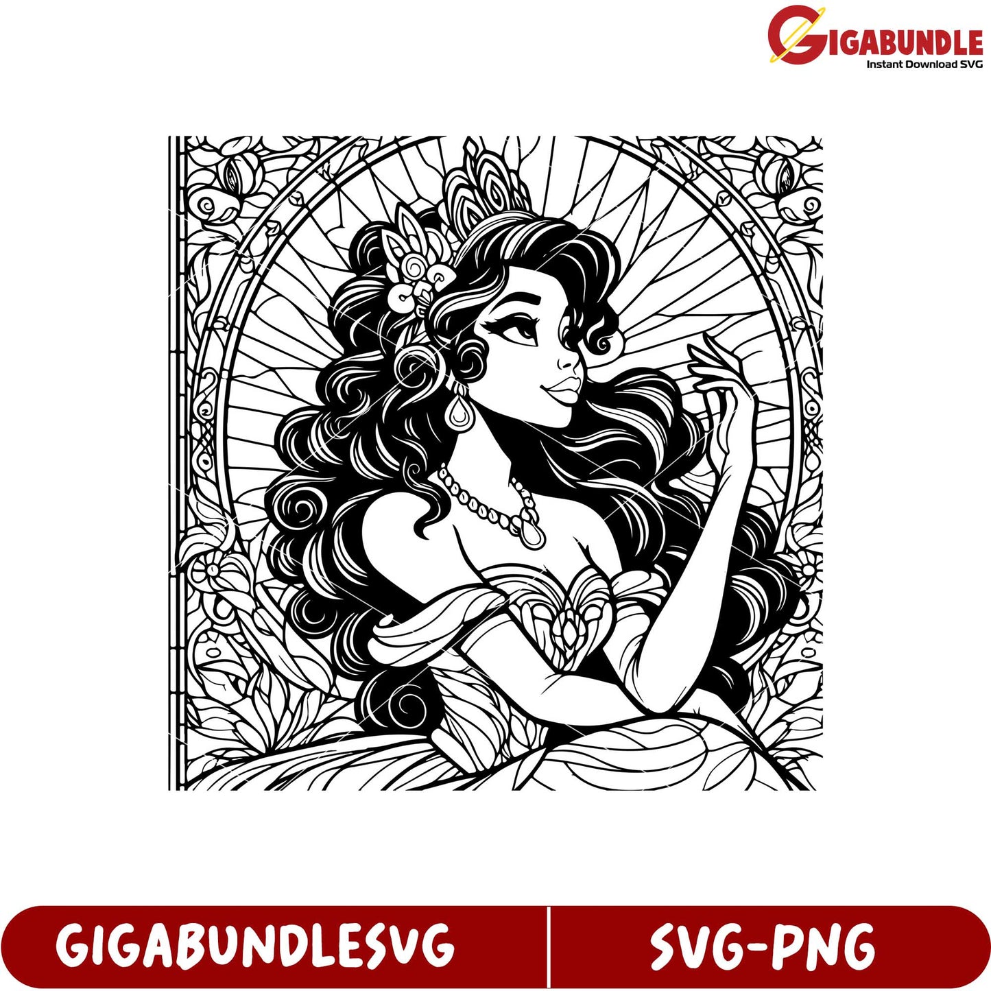 Elegant Princess SVG Outline for Creative Craft Projects and Designs