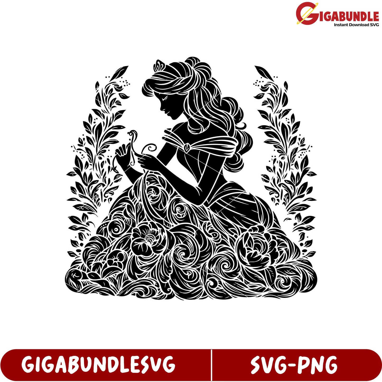 Elegant Princess Silhouette SVG Design for Crafting and DIY Projects