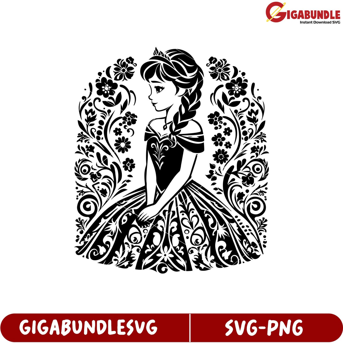 Elegant Princess Silhouette SVG Design for Creative Projects