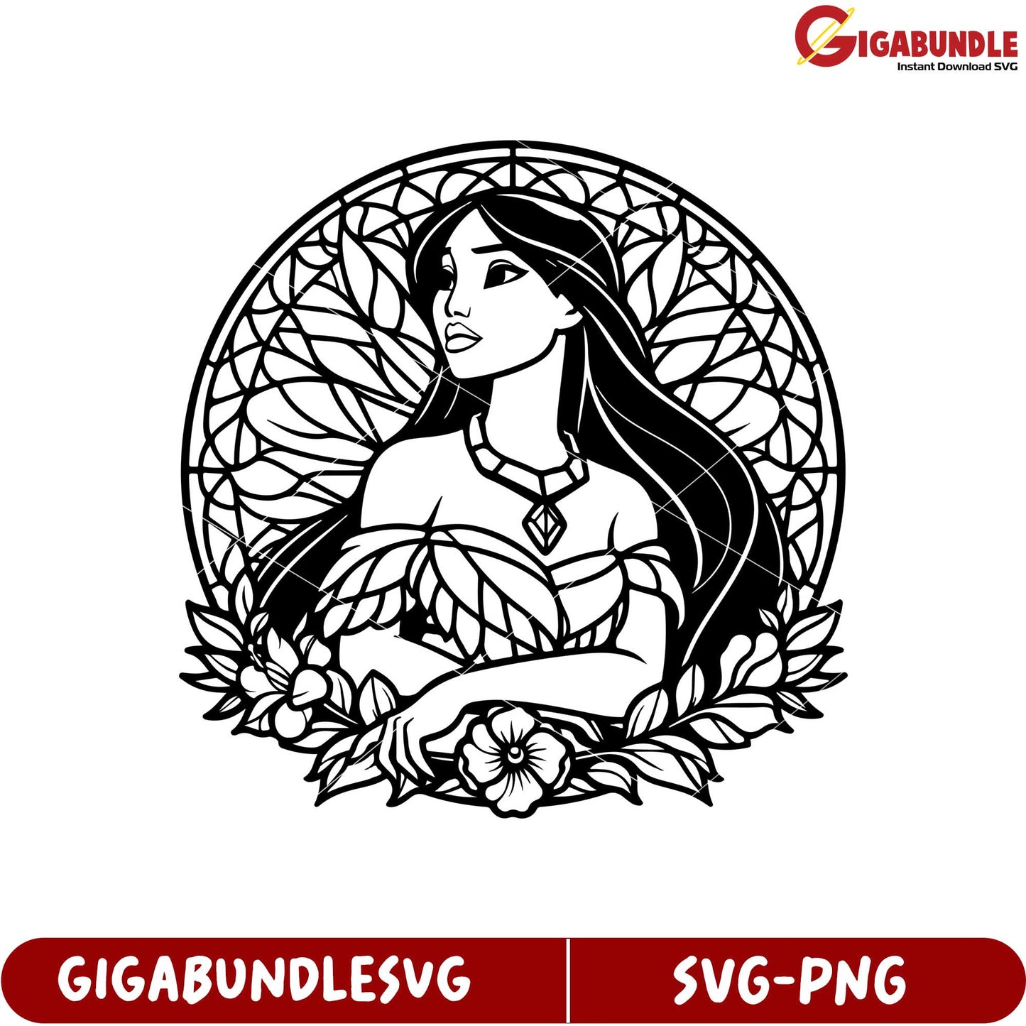Elegant SVG Floral Design Featuring Graceful Woman with Leaves