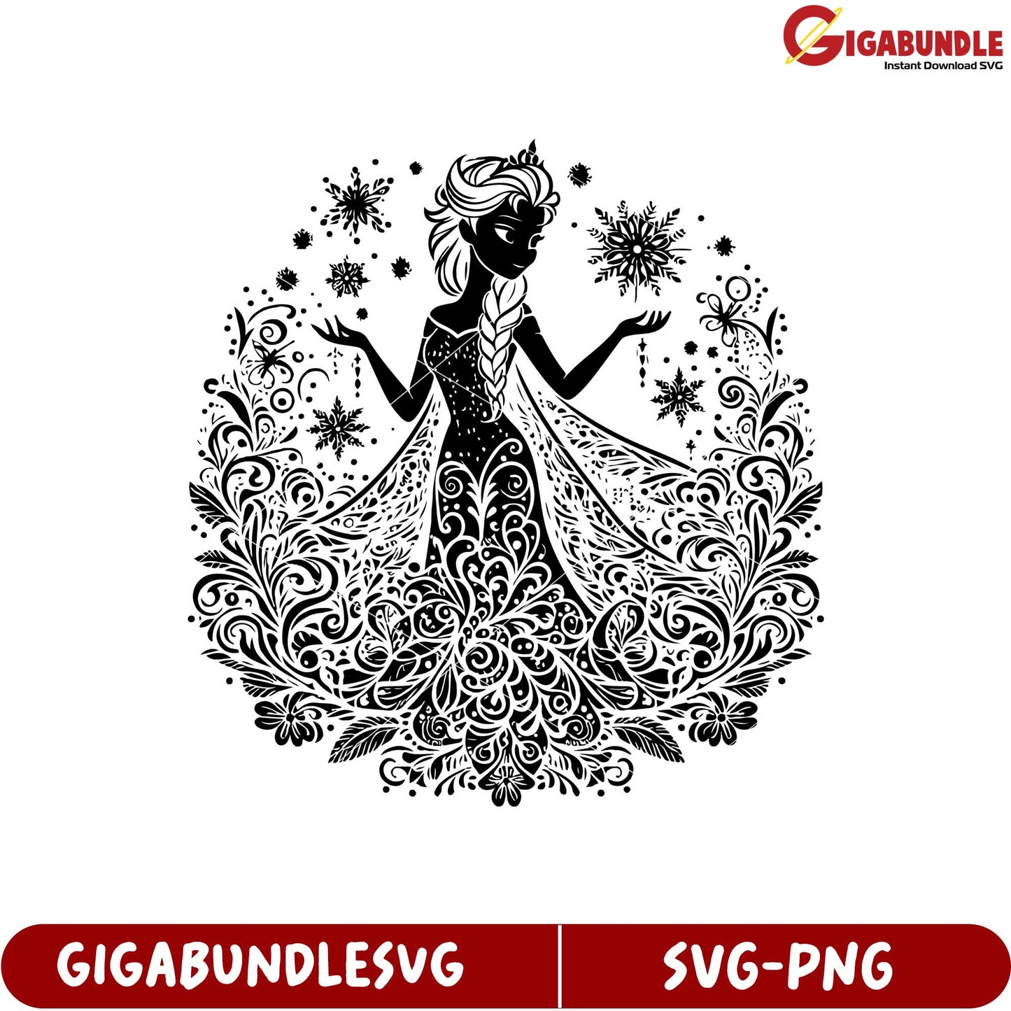 Elegant Snow Queen SVG Design for Crafting and Decoration Projects