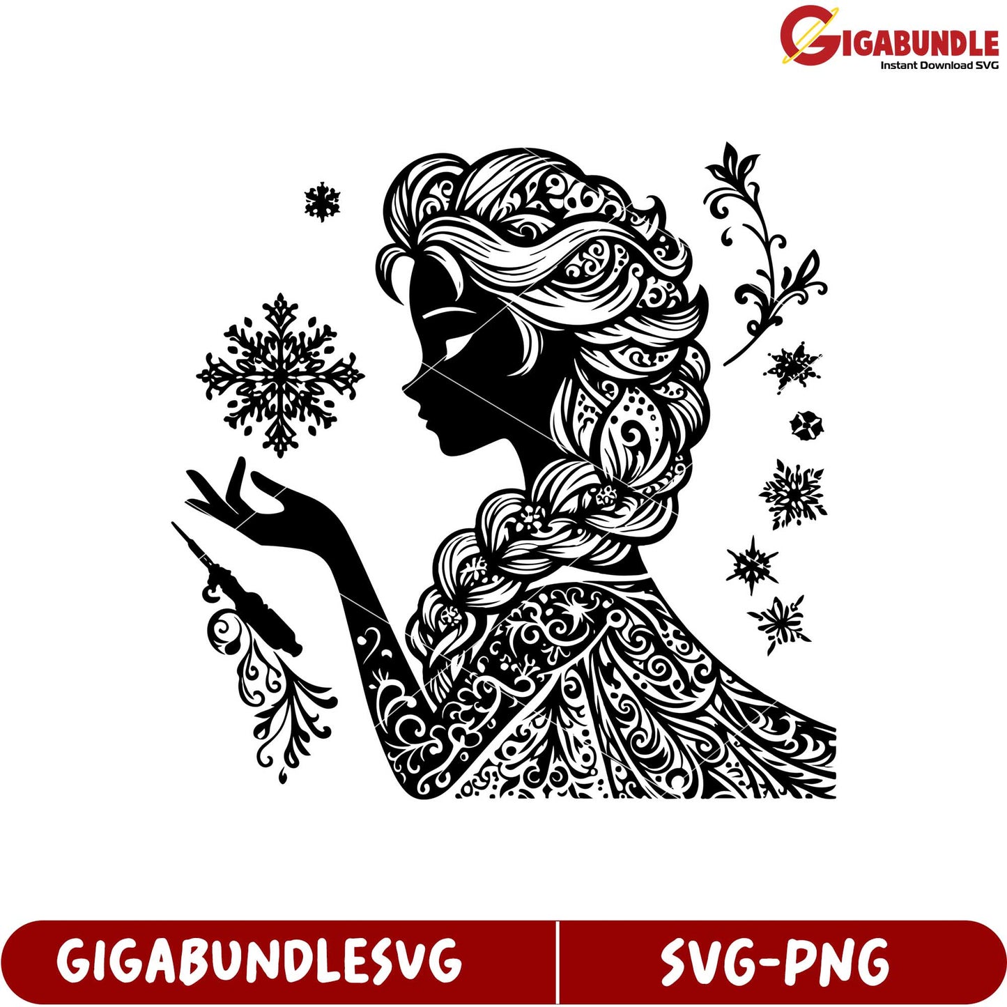 Elegant Snow Queen Silhouette SVG Design for Crafting Projects