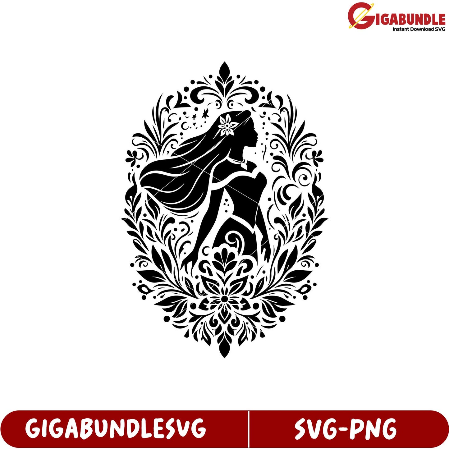 Elegant Woman Silhouette Floral Design SVG Download for Crafting Use