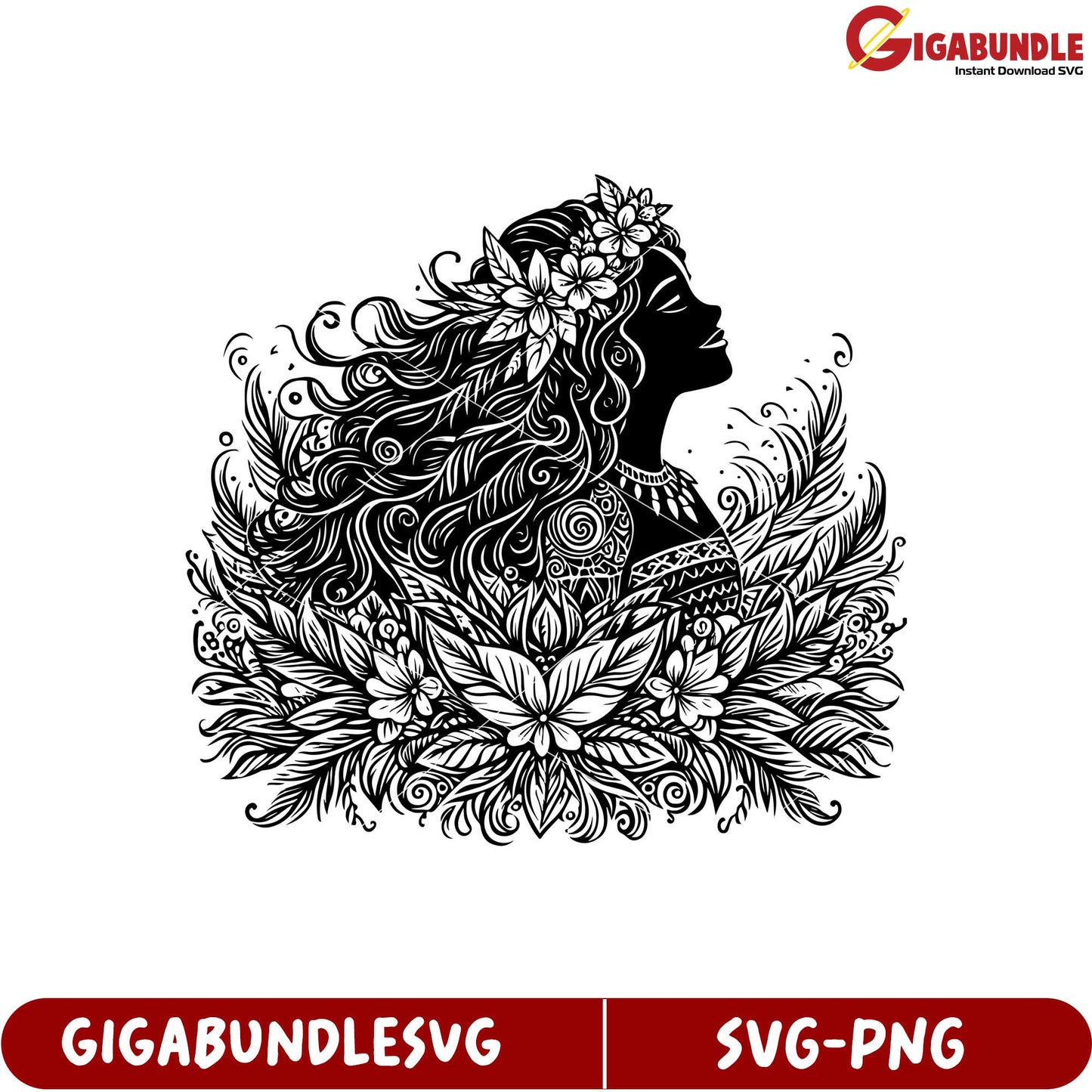 Elegant Woman with Flowers SVG Art for Crafting and Design Projects