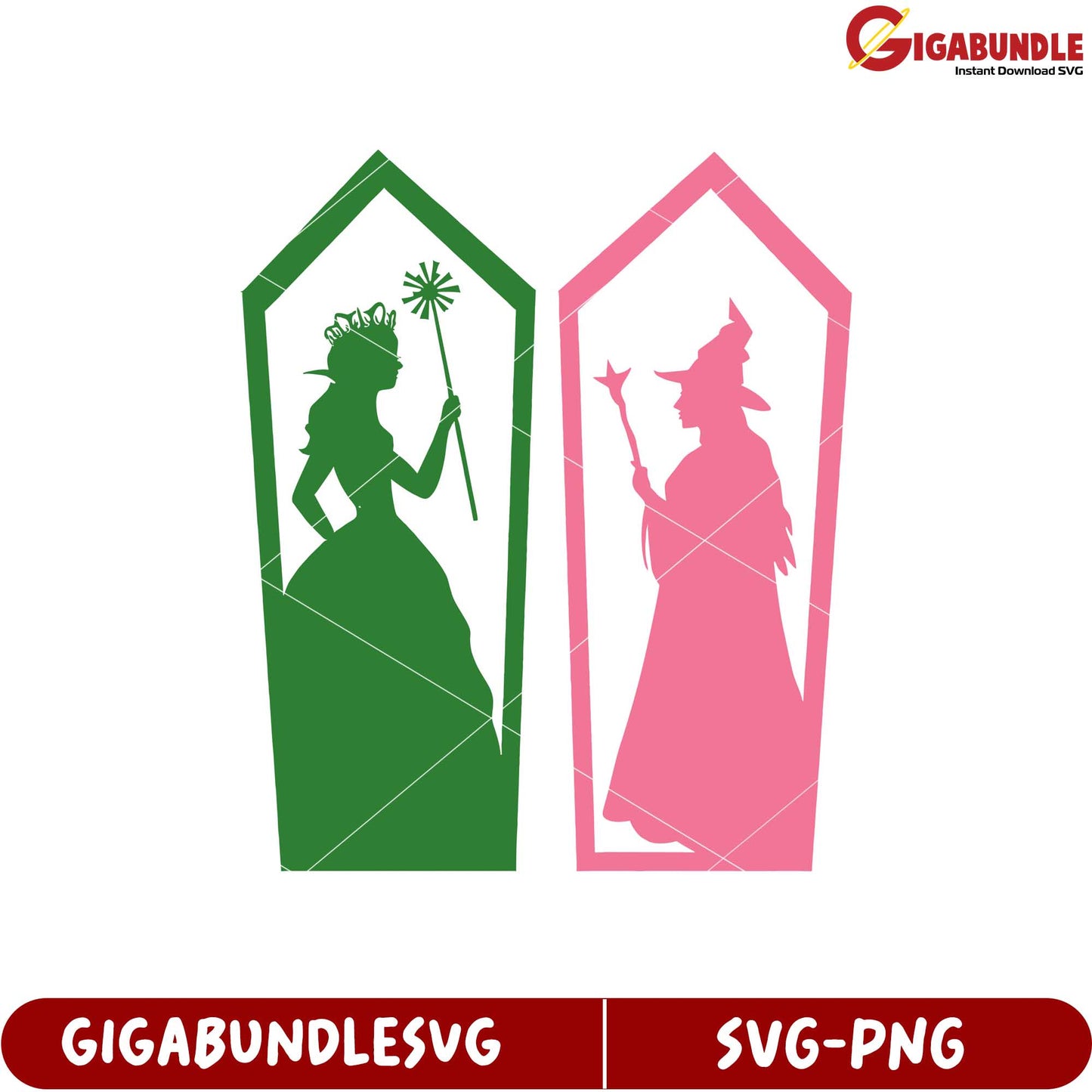 Elegantly Designed Fairy Tale Princess and Witch SVG Graphic Download