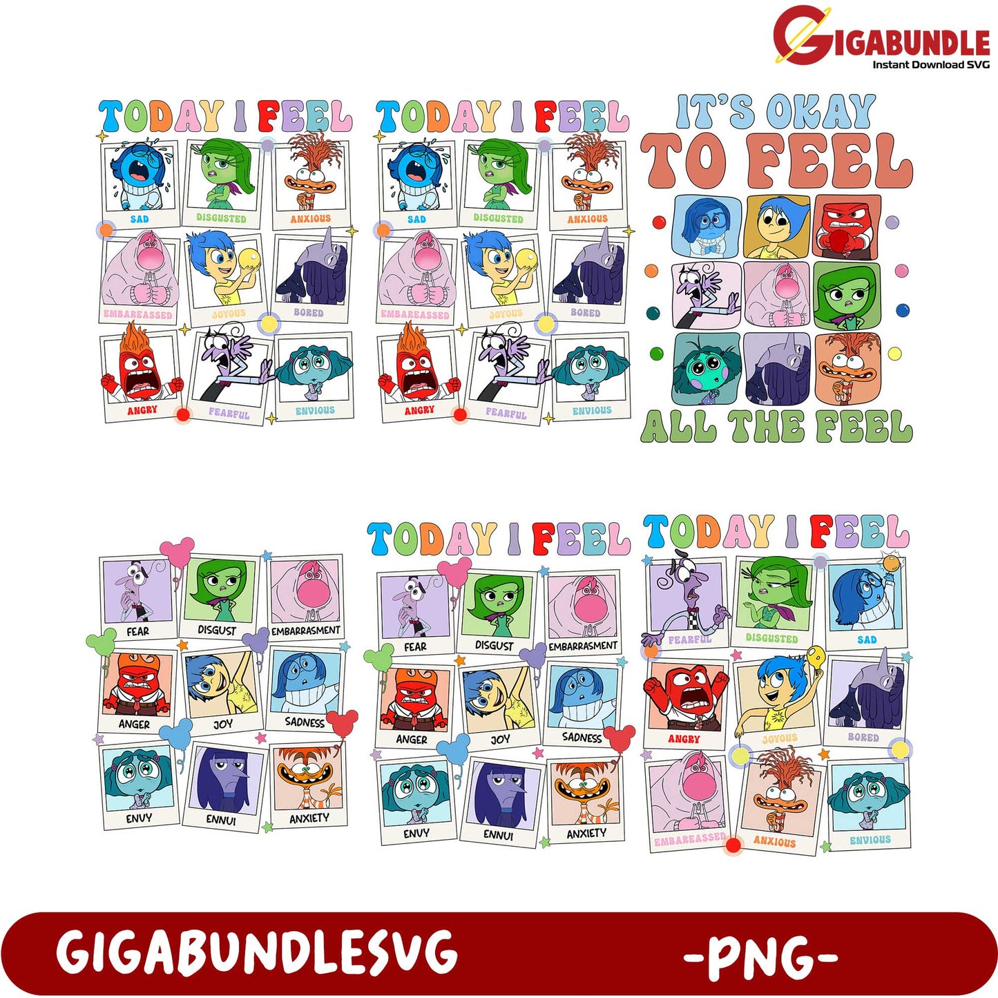 Emotional Feelings PNG Bundle - Today I Feel Graphic Designs