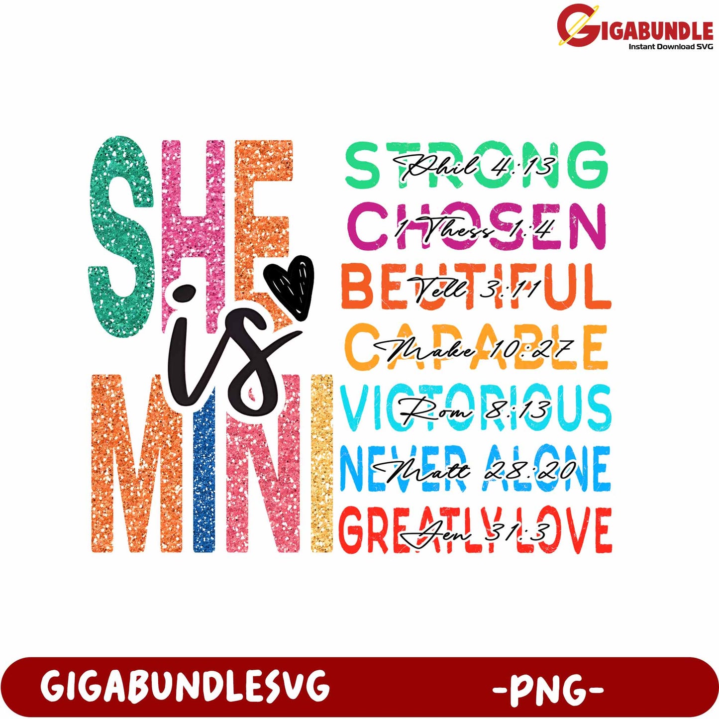 Empowering Bible Verse Art for Women - PNG Product Download