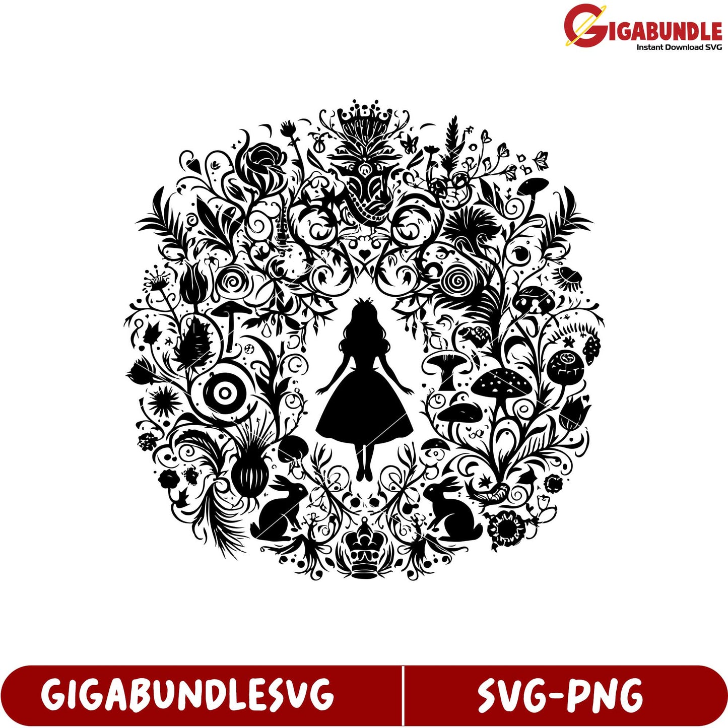 Enchanting Alice in Wonderland Floral SVG Design for Creative Projects