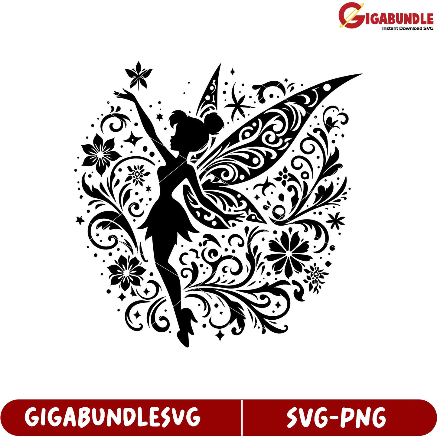 Enchanting Fairy SVG Design with Decorative Floral Elements Download