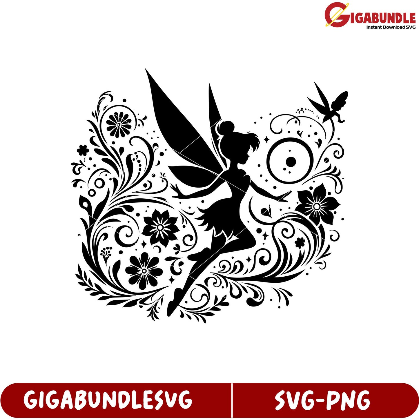 Enchanting Fairy Silhouette with Floral Design SVG Instant Download Art
