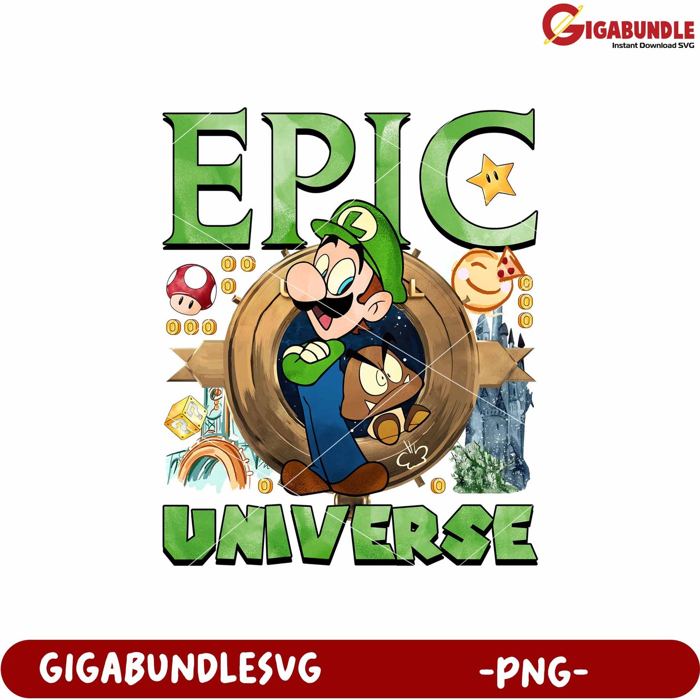 Epic universe mario luigi png, epic universe png, luigi theme park png