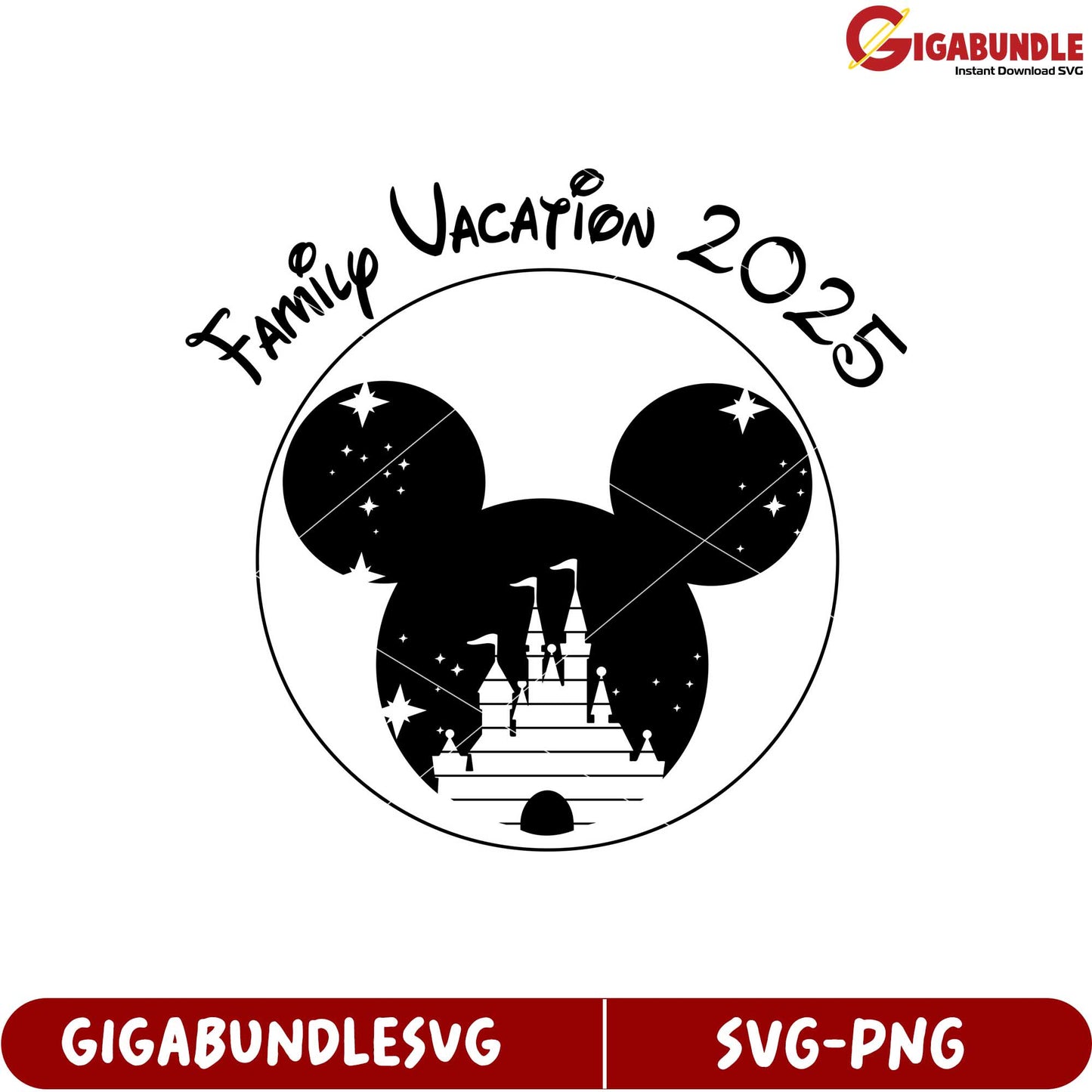 Family Vacation 2025 Disney Mouse Castle SVG Design for Crafts and Gifts