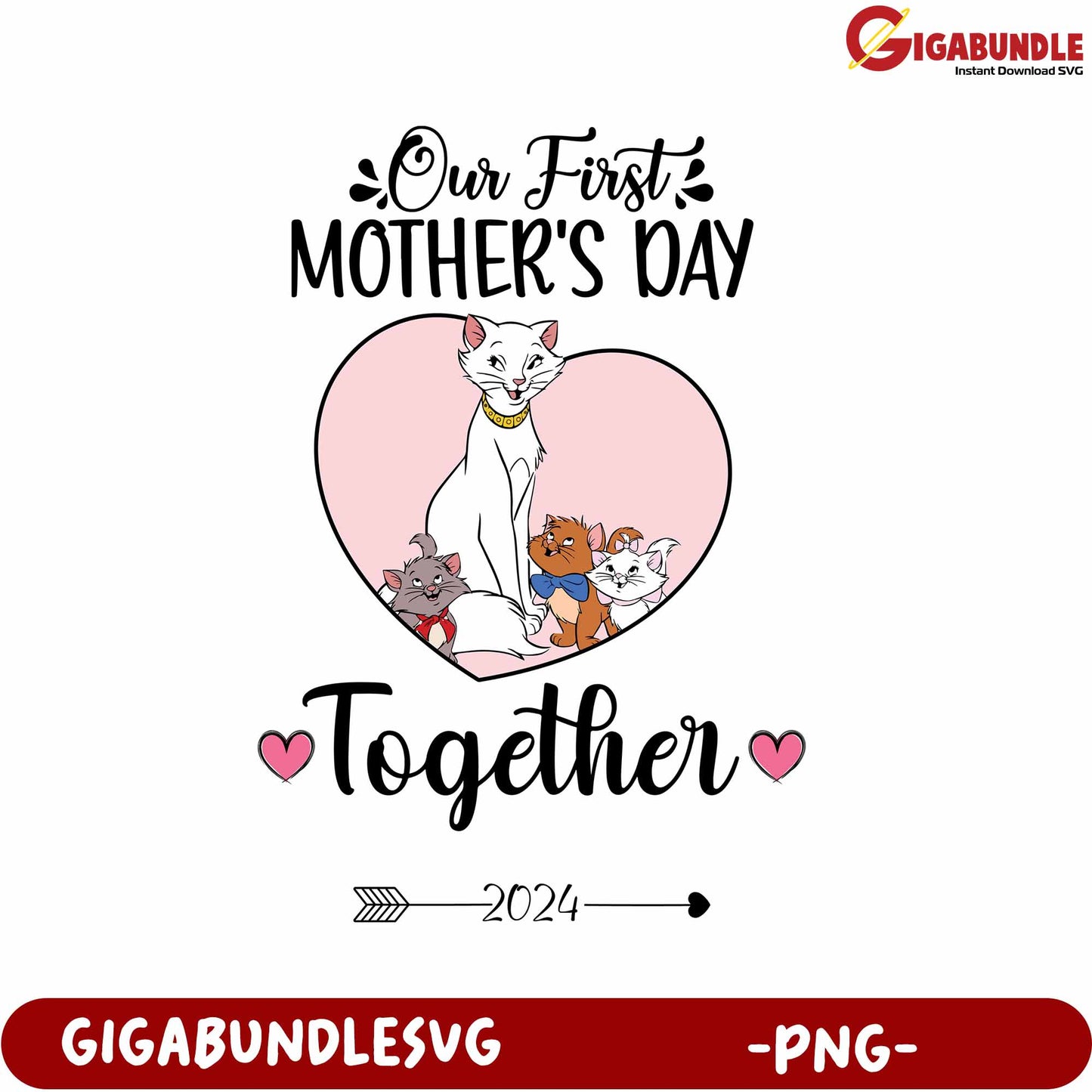 First Mother's Day Together with Cats 2024 PNG Product Design
