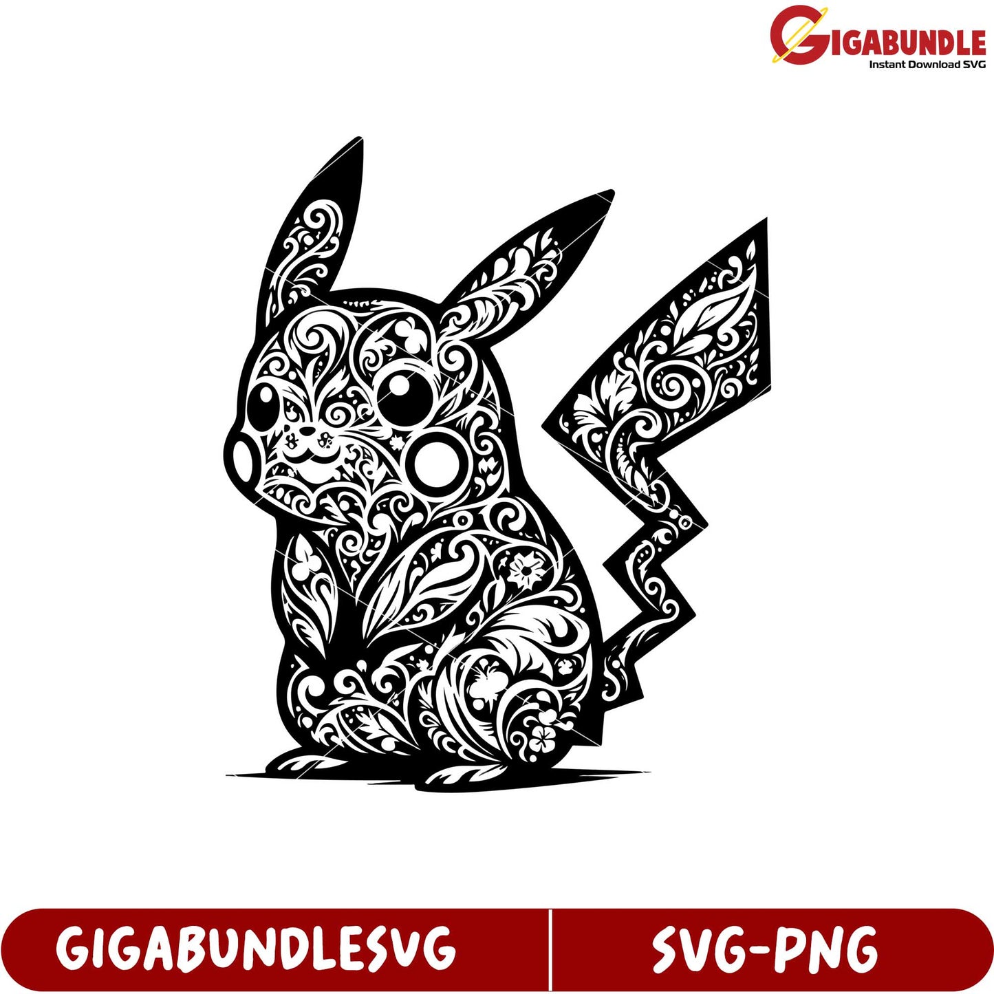 Floral Design Pikachu SVG File for Creative Projects and Crafts