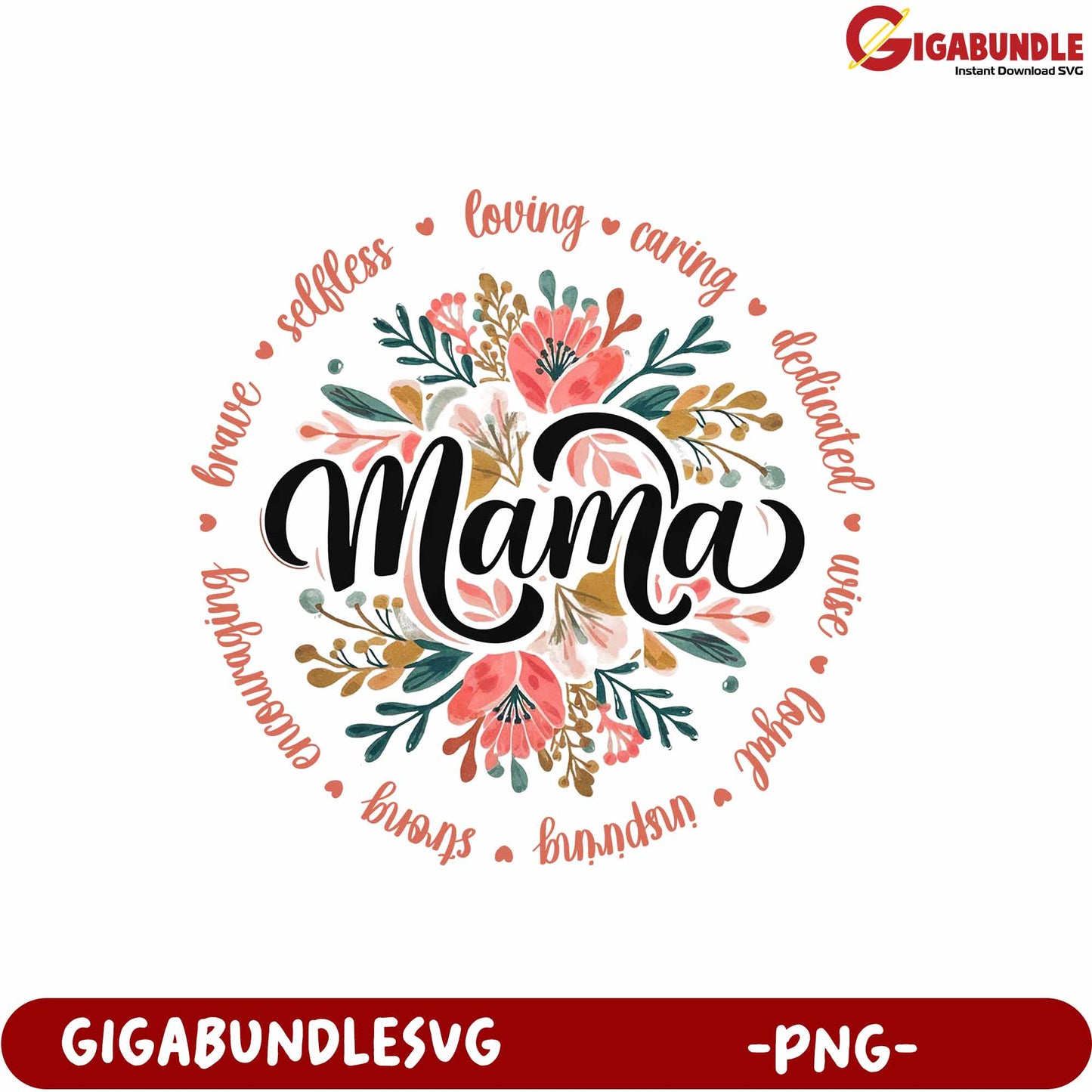 Floral Mama Quote Design PNG for Mothers Day Craft Projects