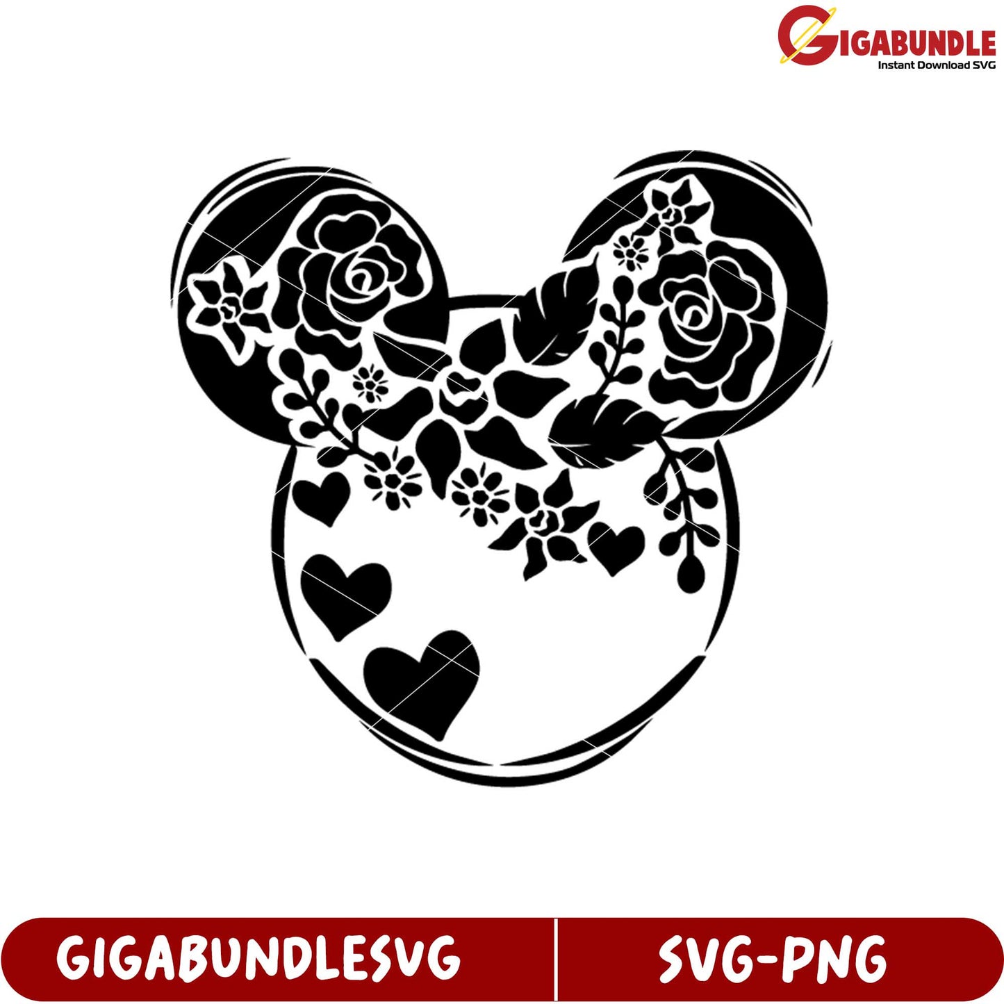 Floral Mickey Mouse SVG Design for Crafts and Custom Projects