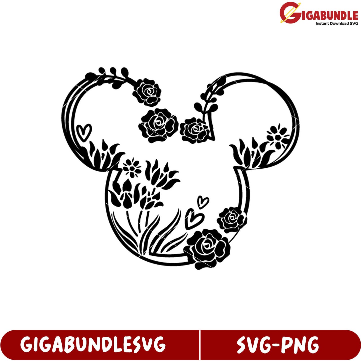 Floral Mickey Mouse SVG Design for Creative Craft Projects Download