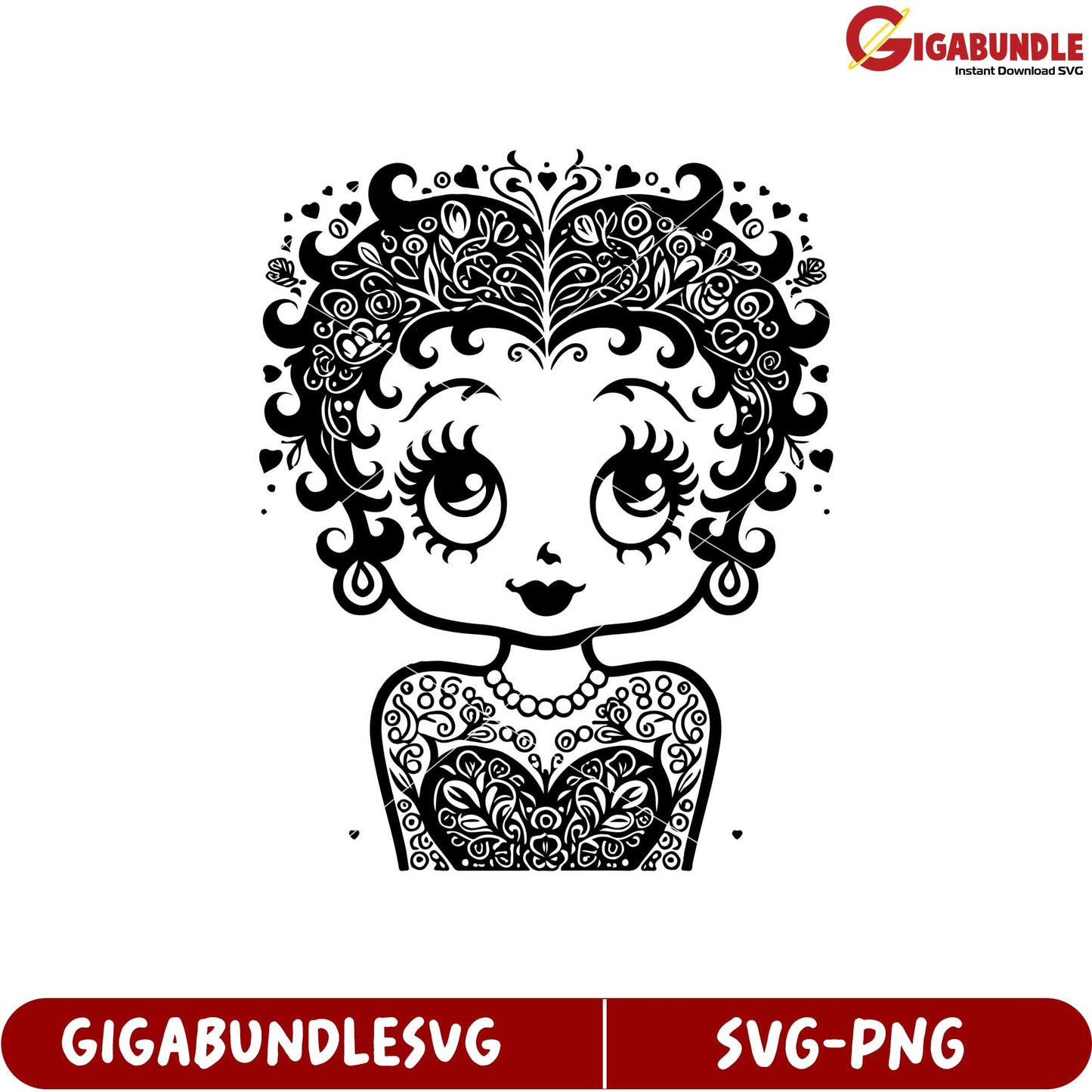 Floral Print Girl SVG Design for Creative Craft Projects and Printing