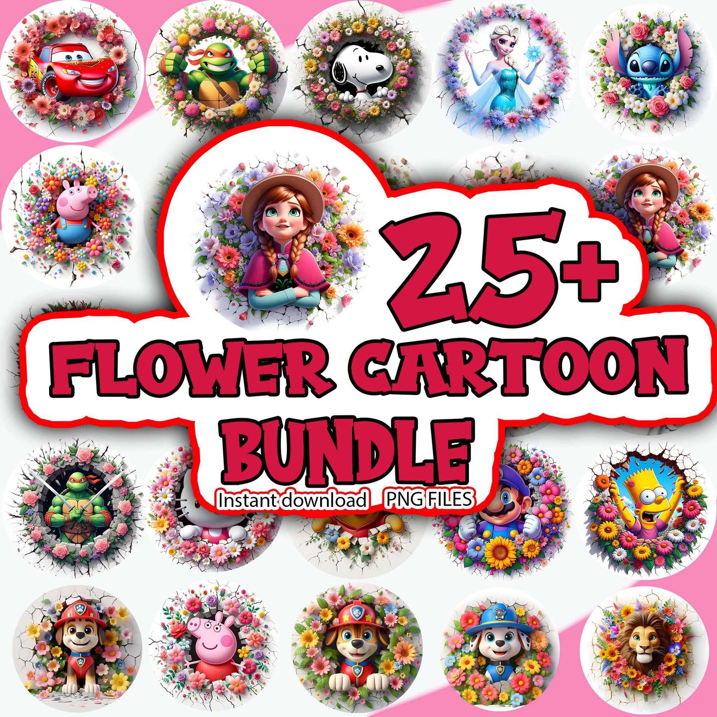 Mega Cartoon PNG bundle, Cartoon Flower PNG