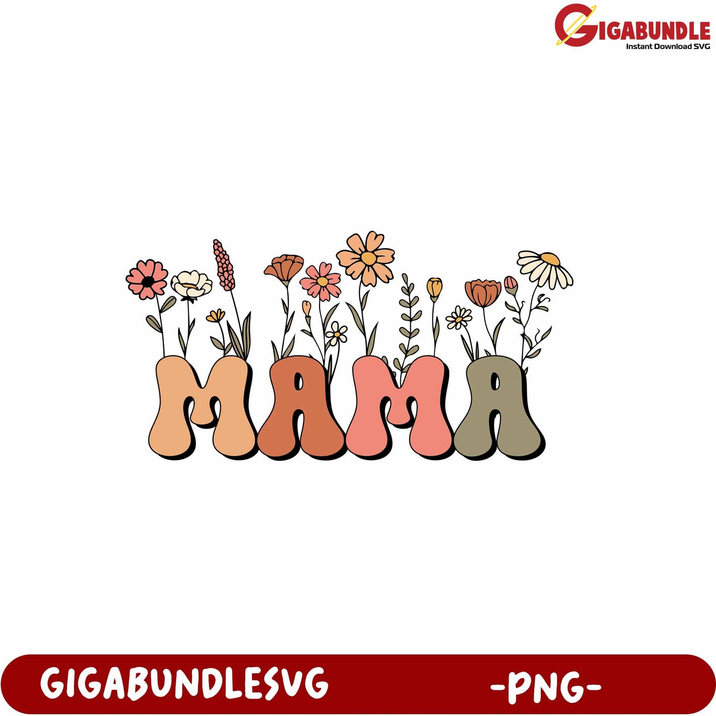 Flower Design Mama Artwork PNG for Gifts and Home Decor