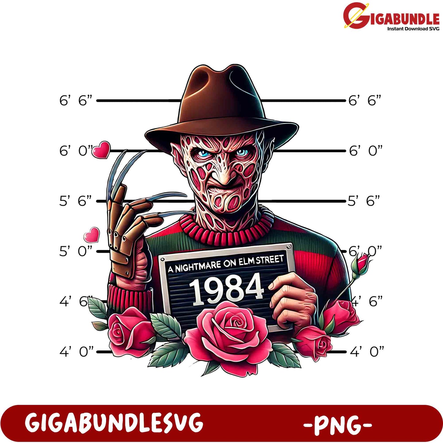 Freddy Krueger Height Chart A Nightmare on Elm Street PNG Art