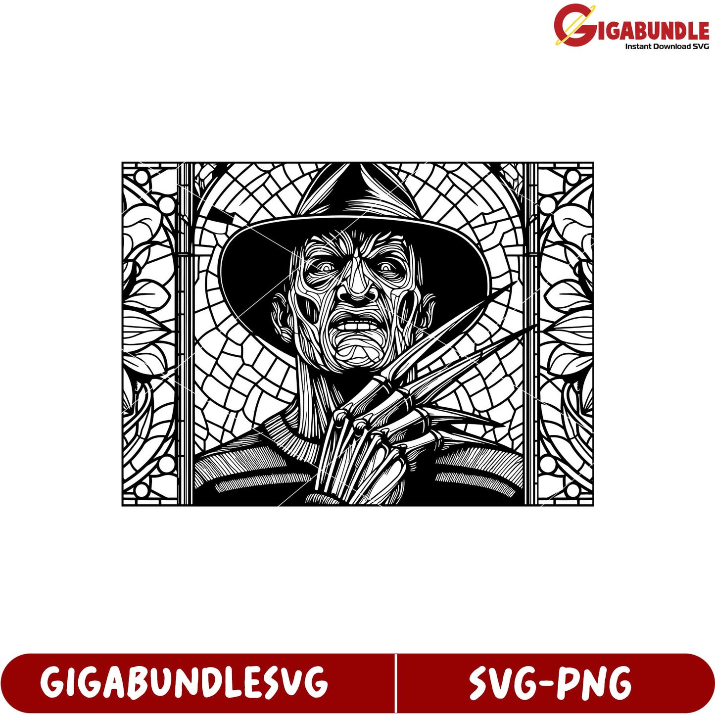 Freddy Krueger Stained Glass SVG Design for Crafting Projects