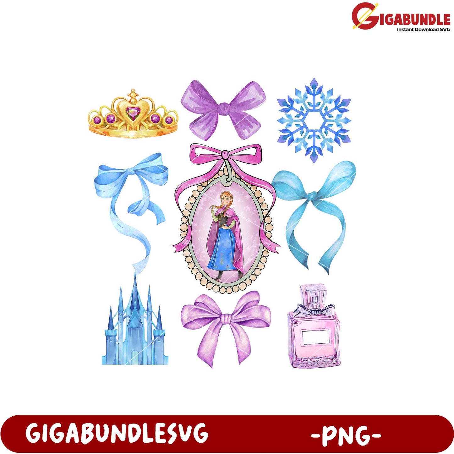 Frozen Princess Themed PNG Clipart for Crafts