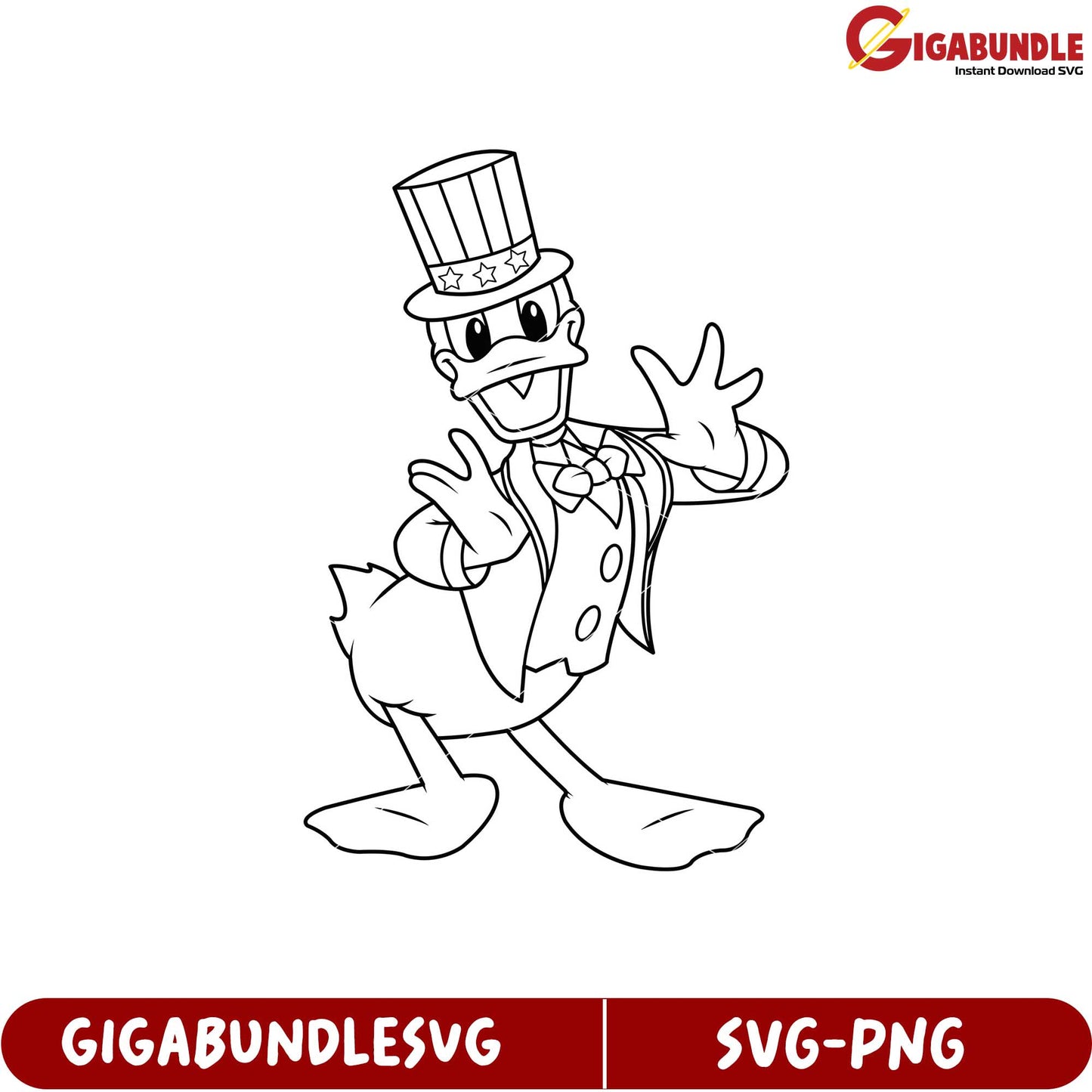 Fun Cartoon Duck Character Coloring Page in SVG Format for Kids