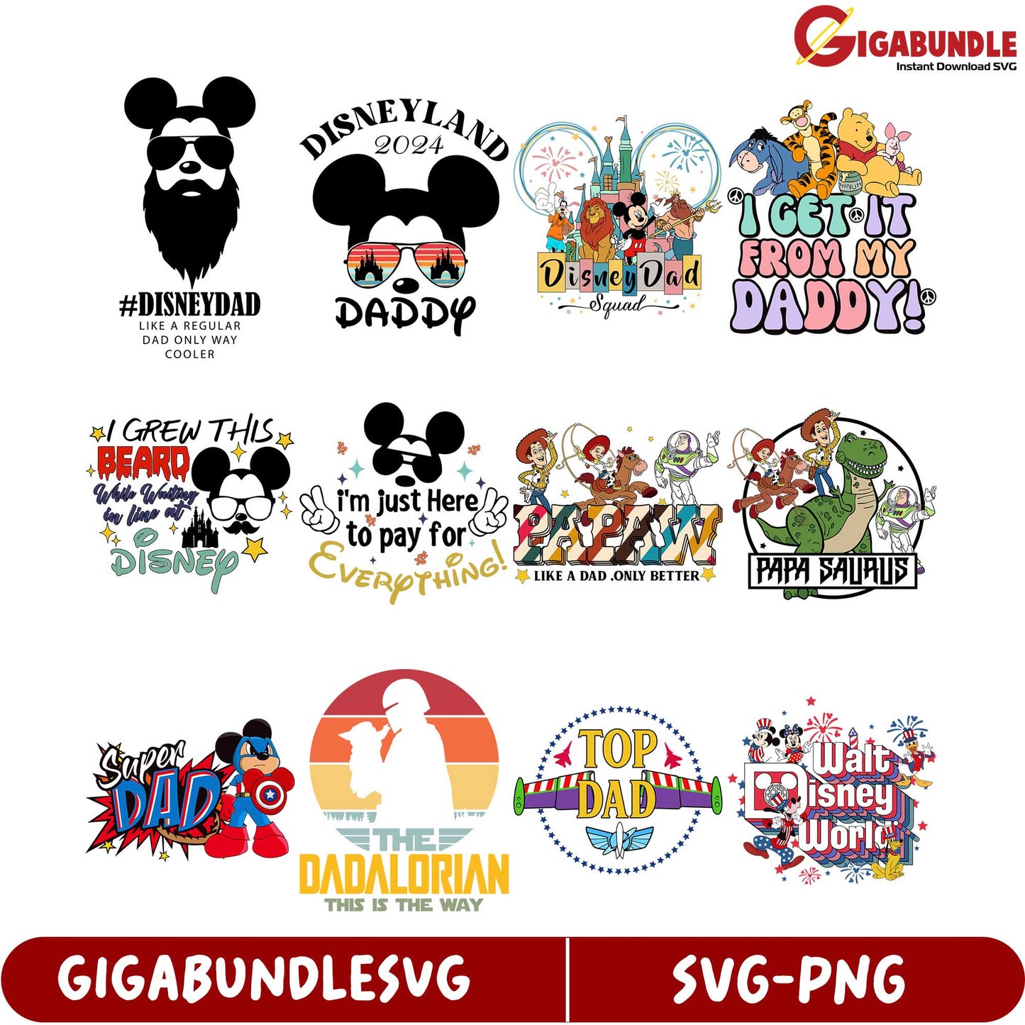 Fun Disney Dad SVG Bundle for Stylish Family Adventures 2024
