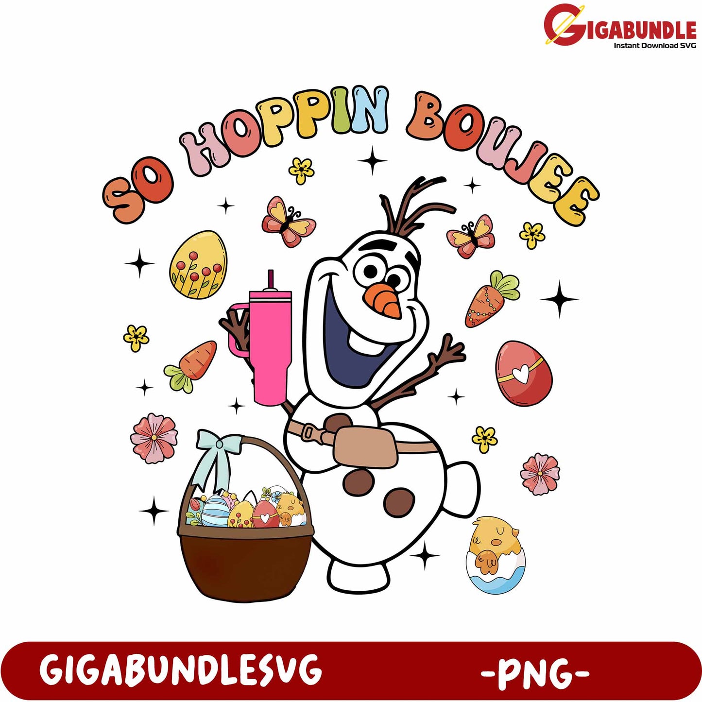 Fun Easter Design Featuring Cheerful Character and Eggs - PNG