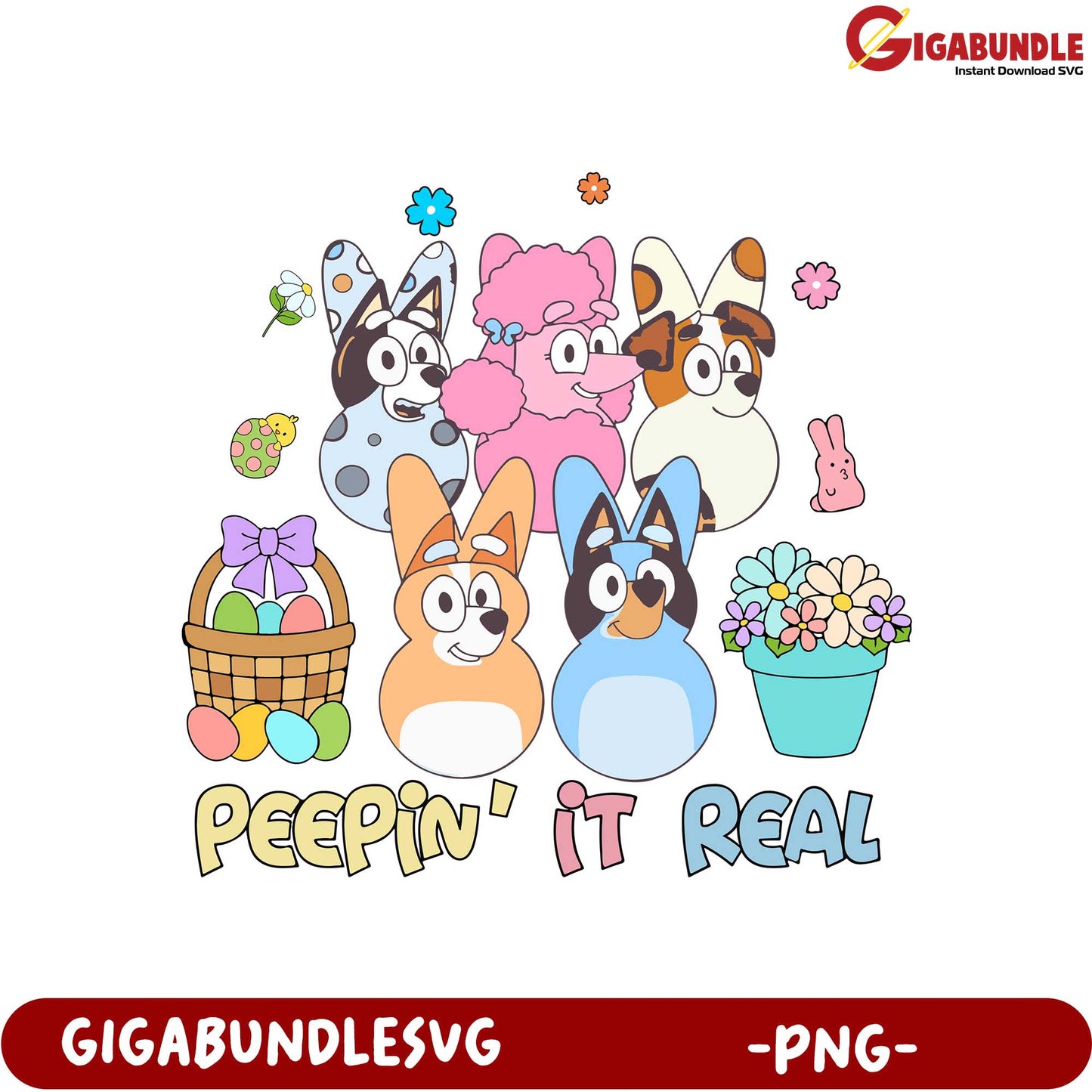 Funny Corgis Peepin' It Real - Cute PNG Graphic for Easter