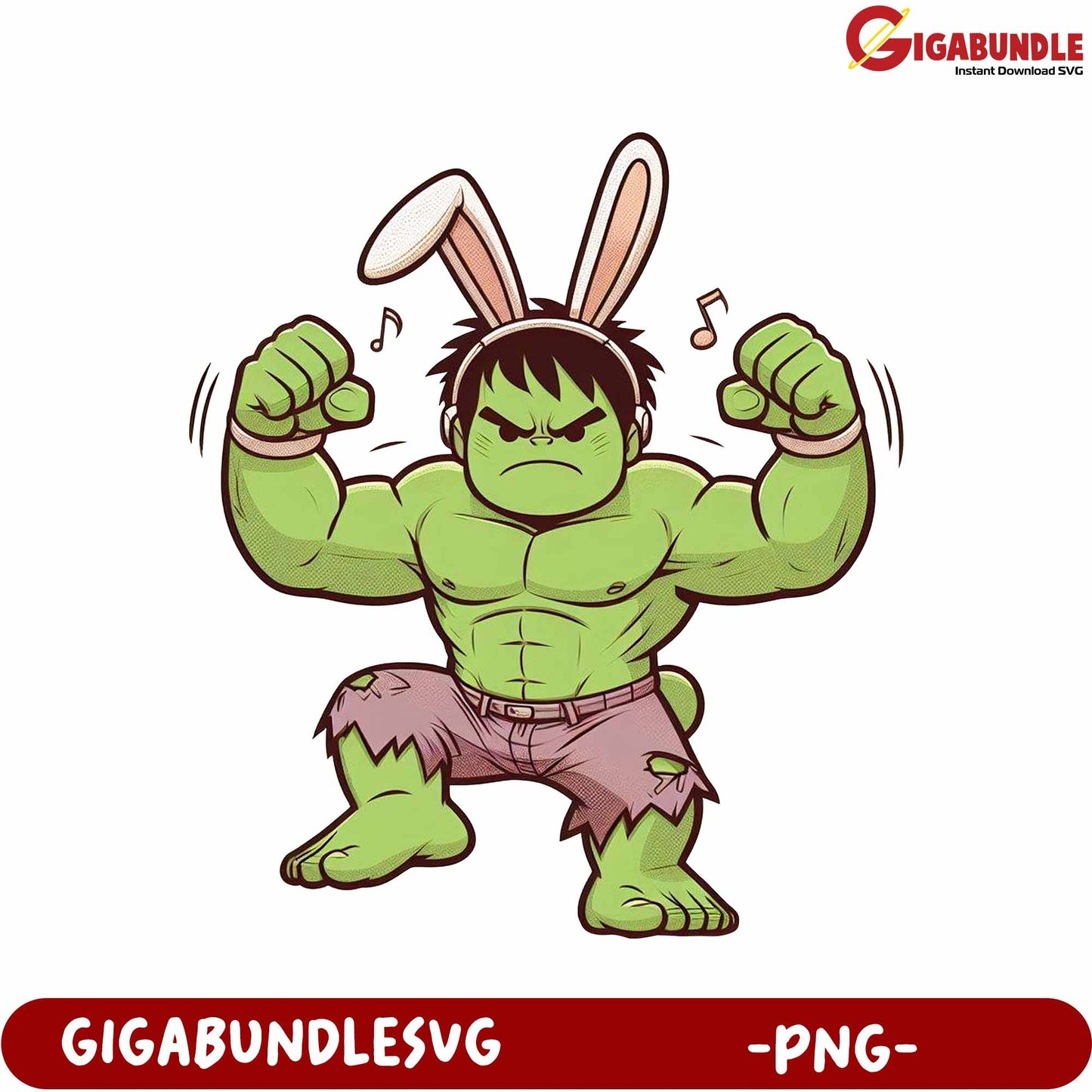 Funny Hulk Bunny Character PNG for Unique Design Projects