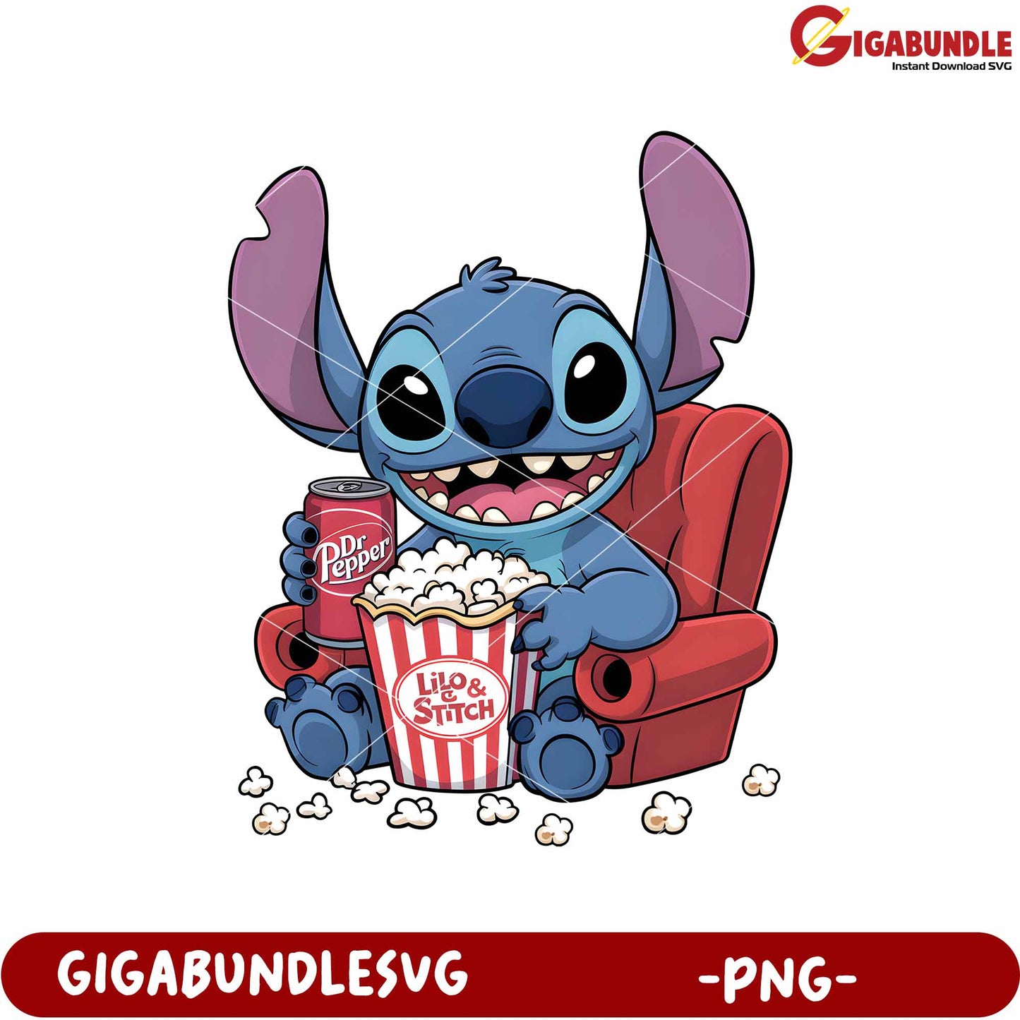 Funny stitch in cinema png, adorable disney characters png, lilo and stitch cartoon png