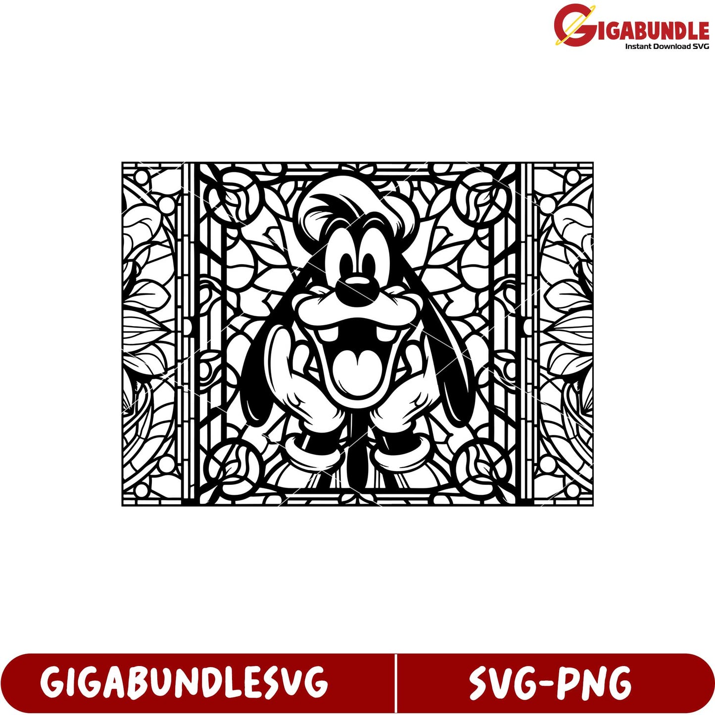 Goofy Stained Glass SVG Design Ideal for Crafting and DIY Projects