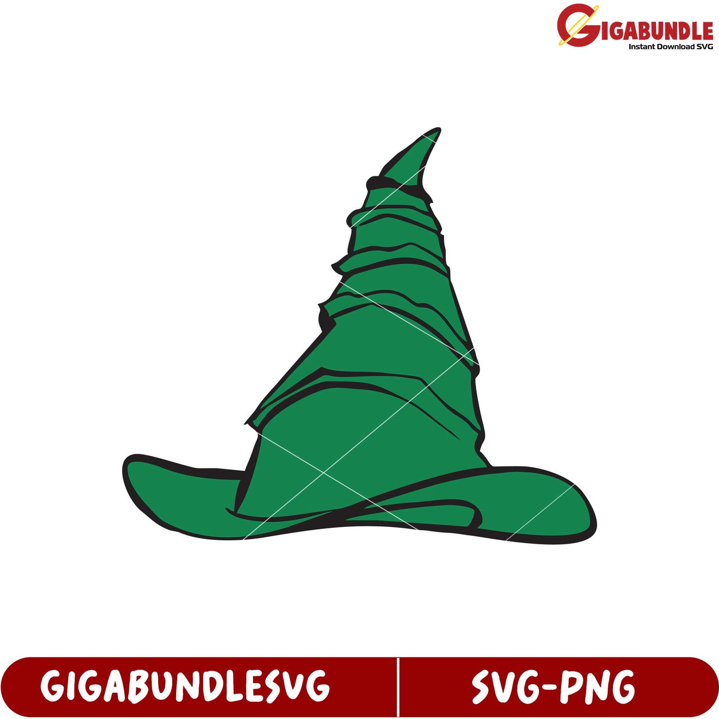 Green Witch Hat SVG Design for Halloween Crafts and Projects