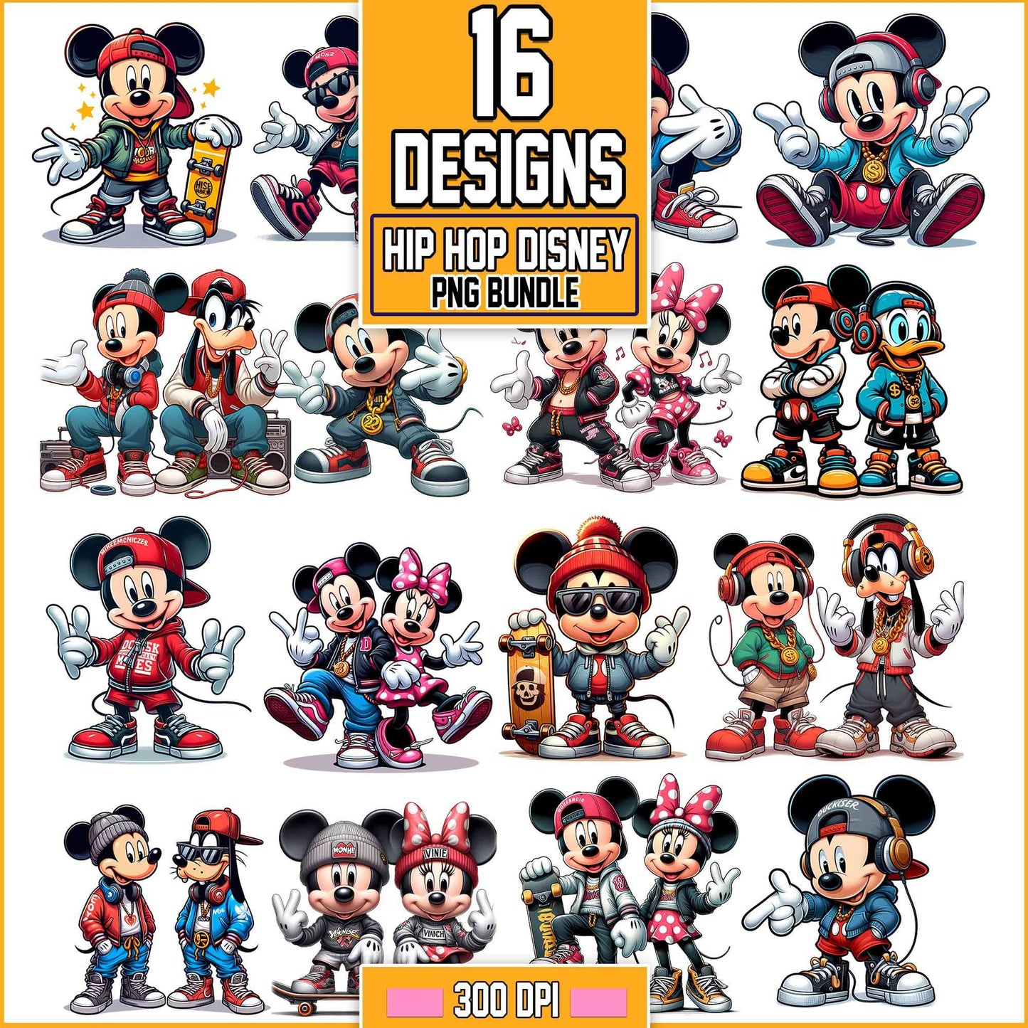 Hiphop Disney Png Bundle, Disney Cartoon Png
